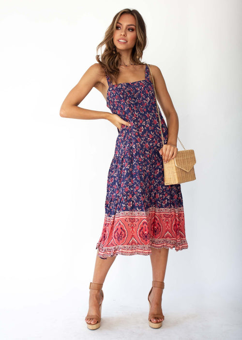 Sweet Life Midi Dress - Navy Floral