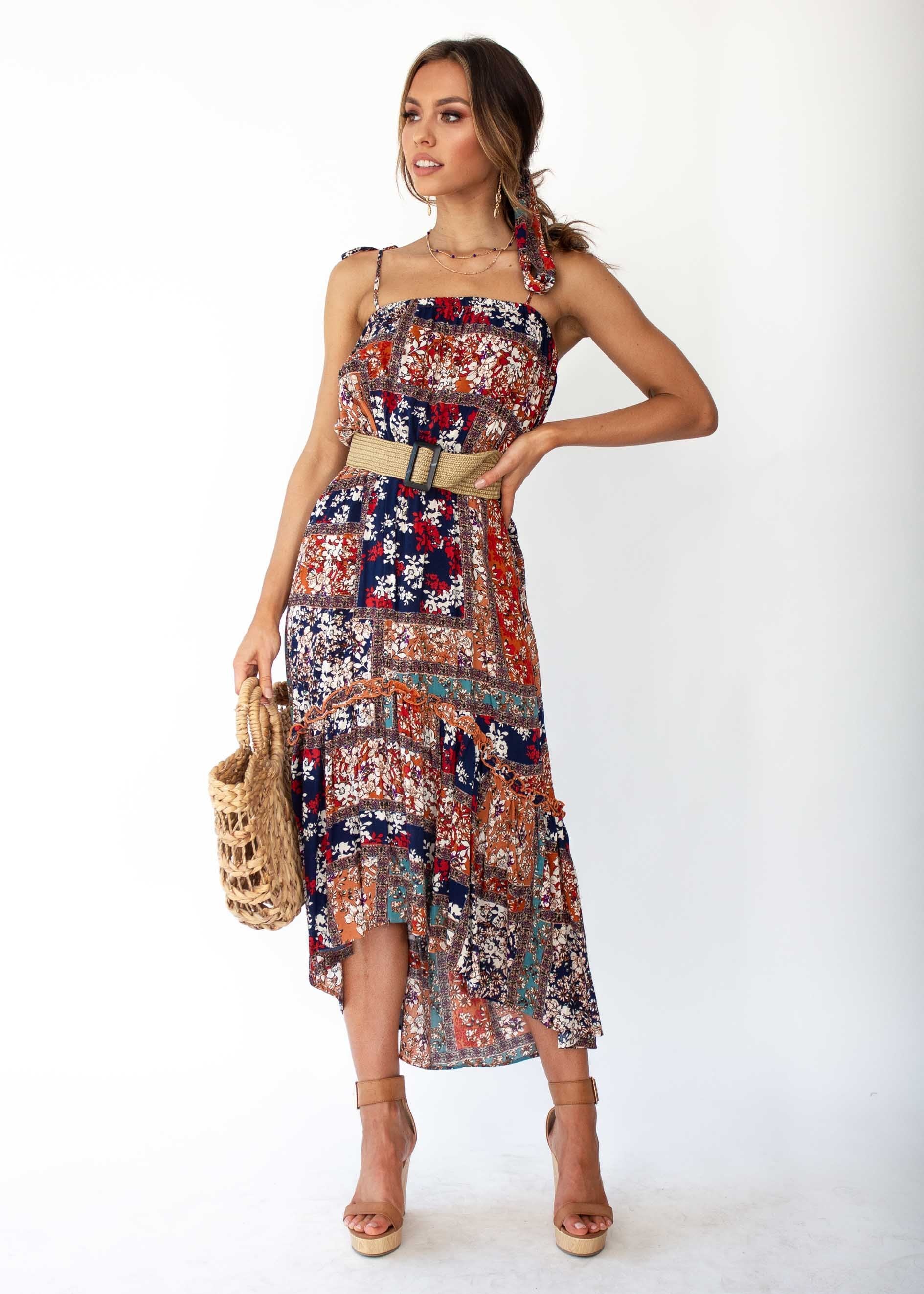 Nathalia Hi-Lo Midi Dress - Moroccan Floral