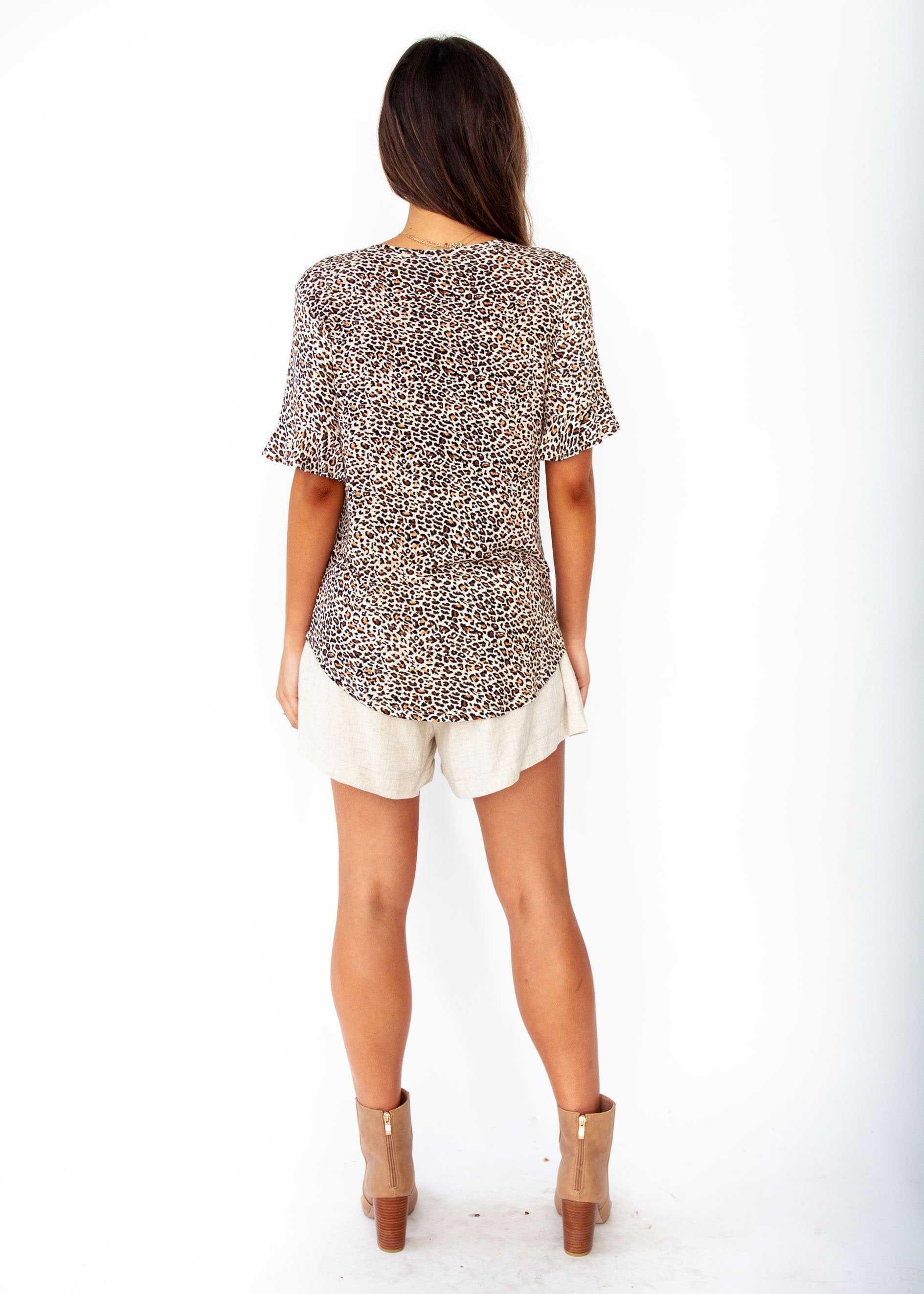 Temptation Jersey Tee - Tan Leopard