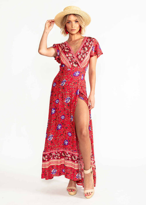 Mackenzie Wrap Maxi Dress - Saffron Blossom