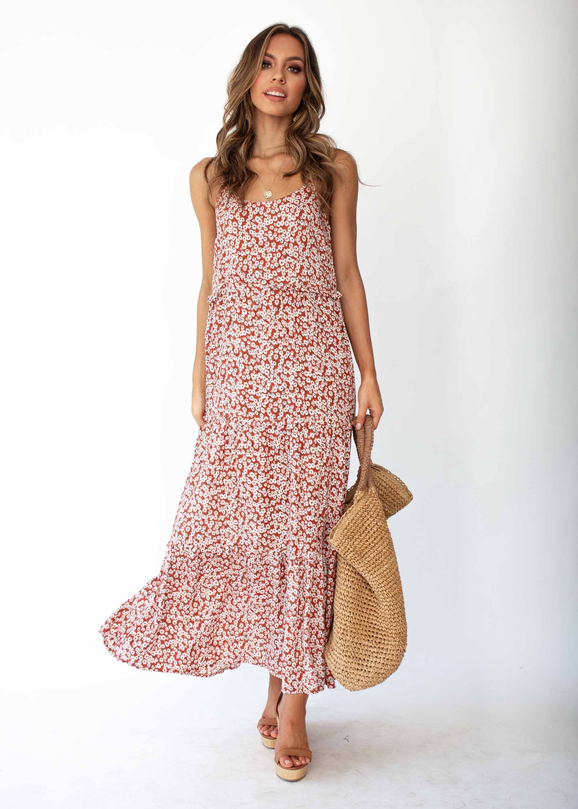Alani Maxi Dress - Red Floral