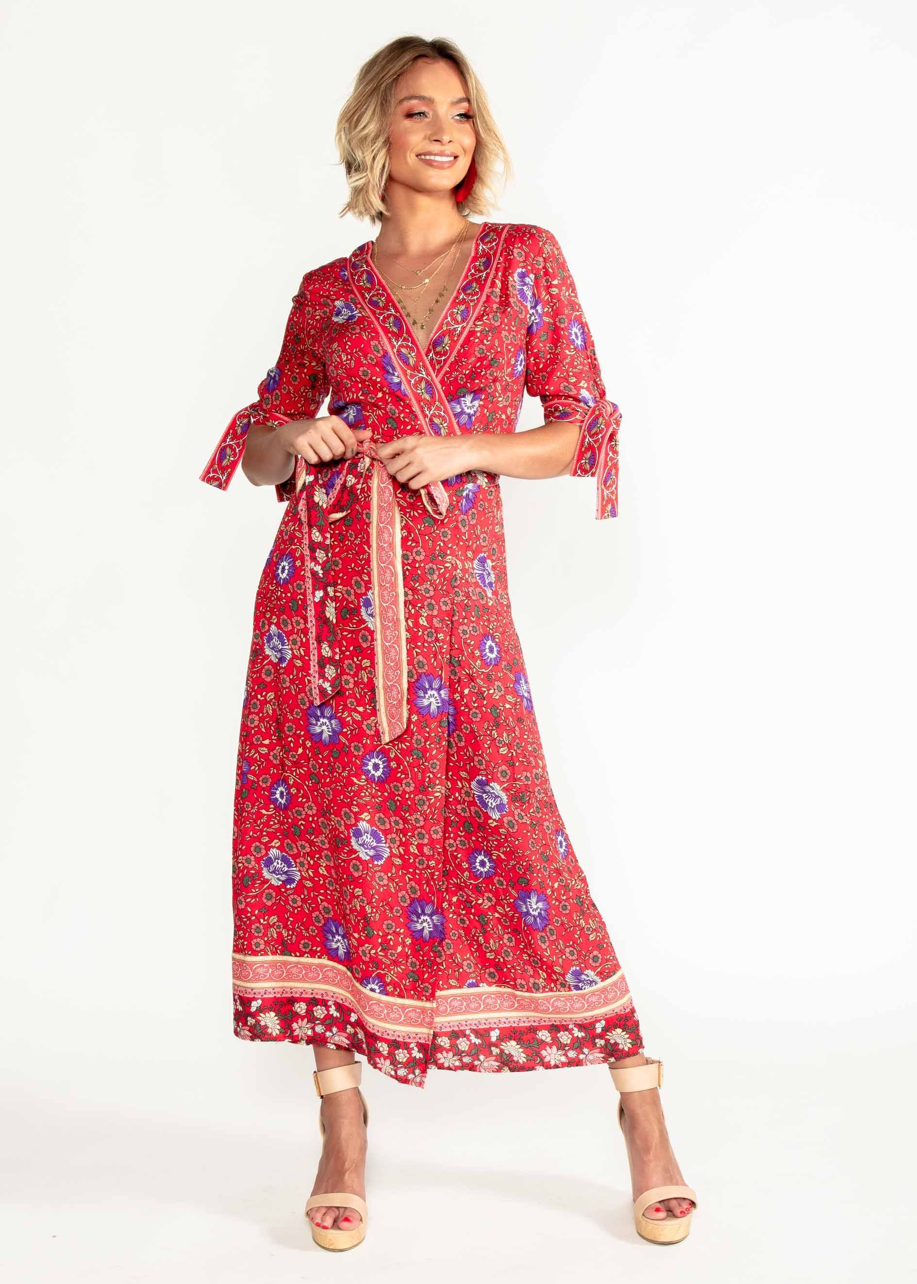 Beyond Dreams Wrap Maxi Dress - Saffron Blossom
