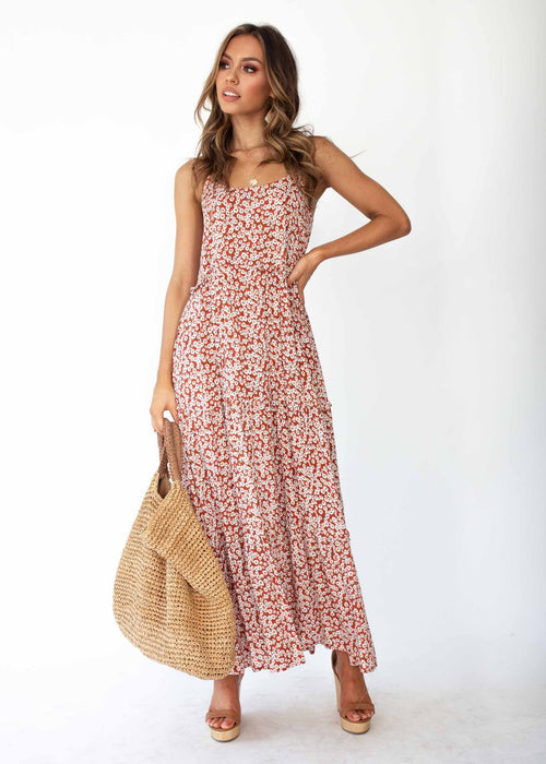 Alani Maxi Dress - Red Floral