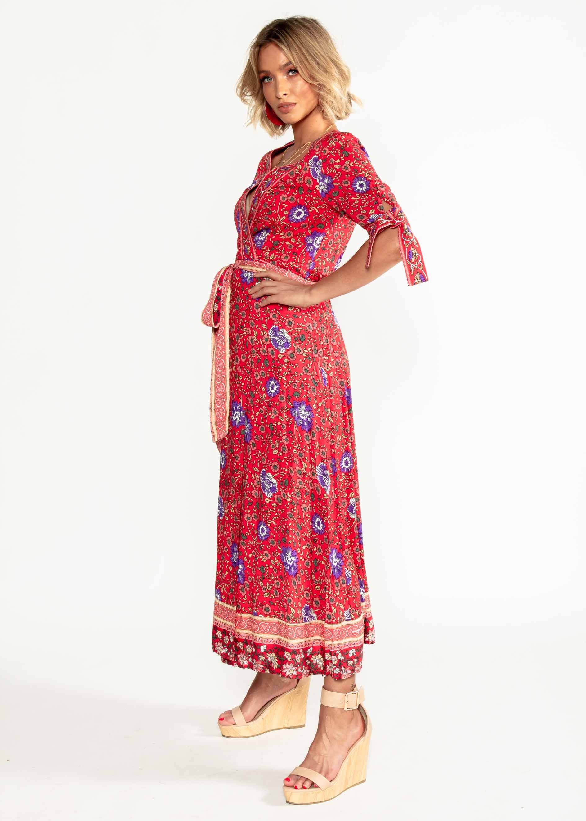 Beyond Dreams Wrap Maxi Dress - Saffron Blossom