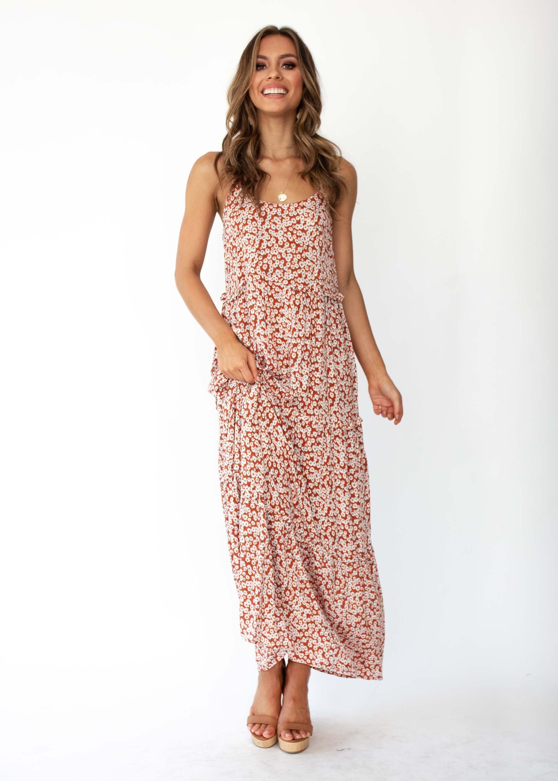 Alani Maxi Dress - Red Floral
