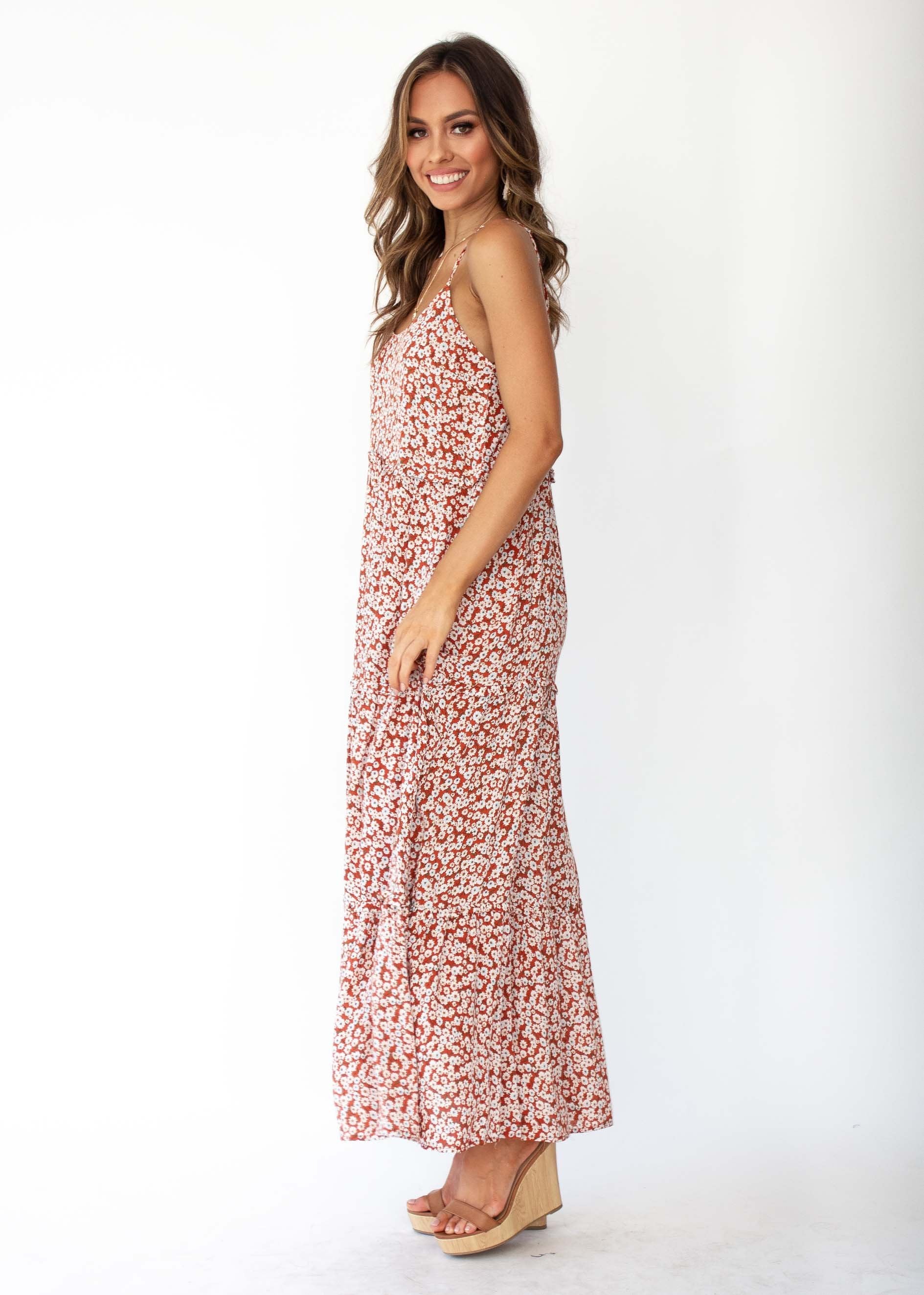 Alani Maxi Dress - Red Floral
