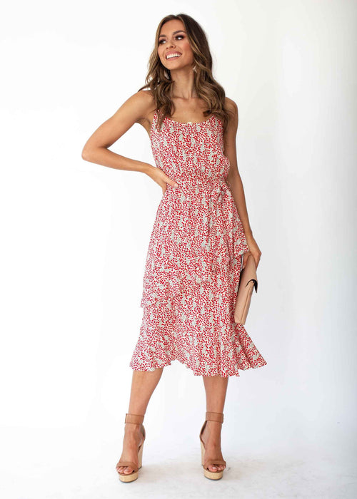 Lost In Japan Midi Dress - Cherry Blossom