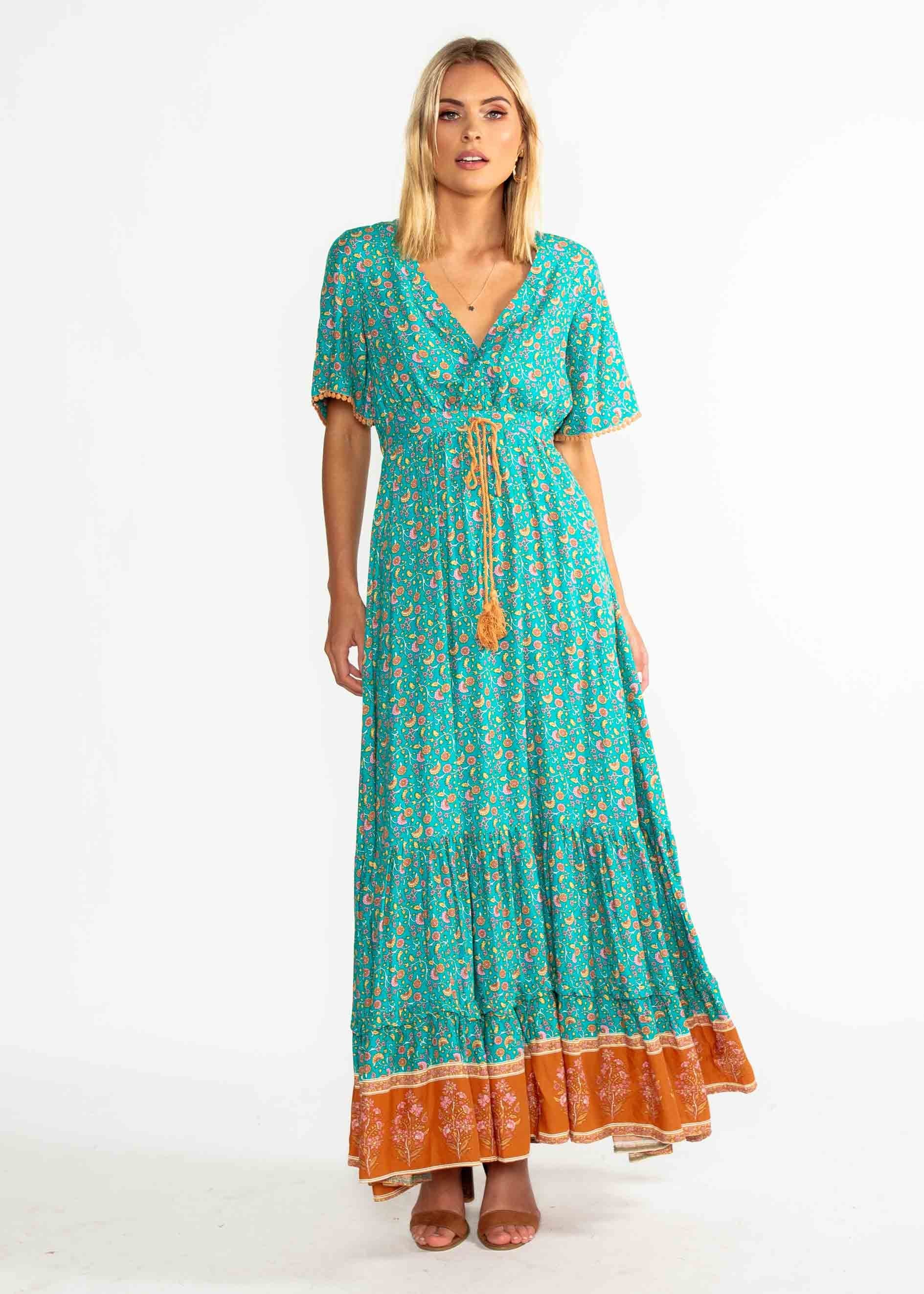 Serenity Maxi Dress - Turquoise Floral