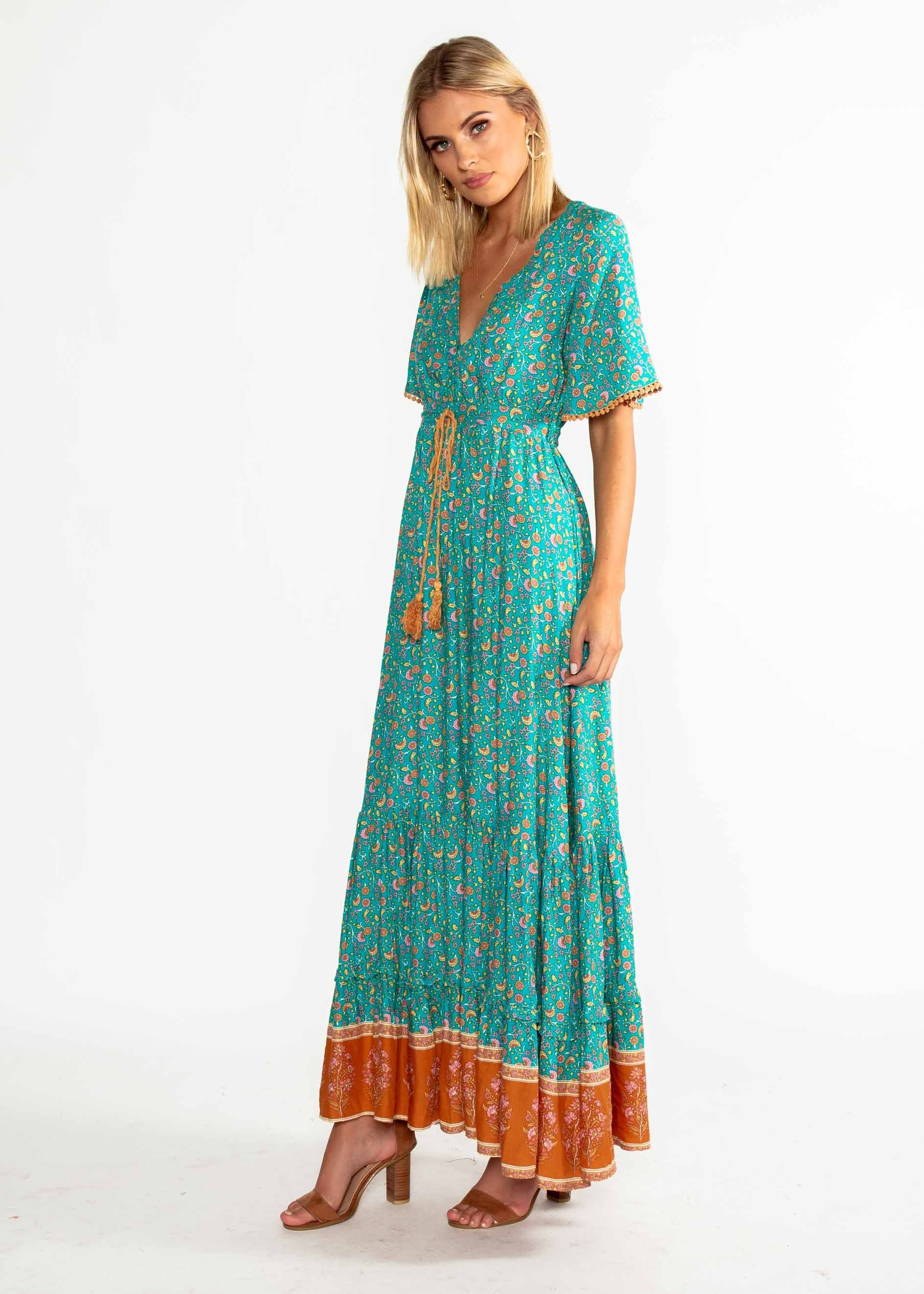 Serenity Maxi Dress - Turquoise Floral