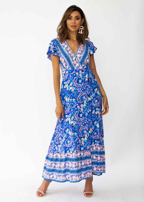 Mackenzie Wrap Maxi Dress - Sapphire