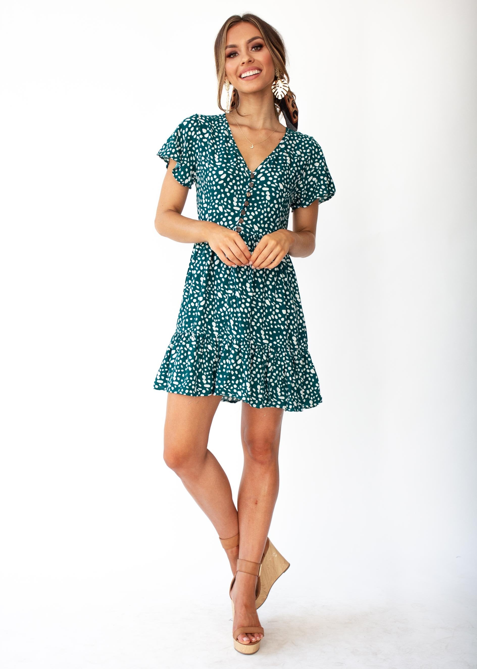 Sumatra Swing Dress - Emerald Spot