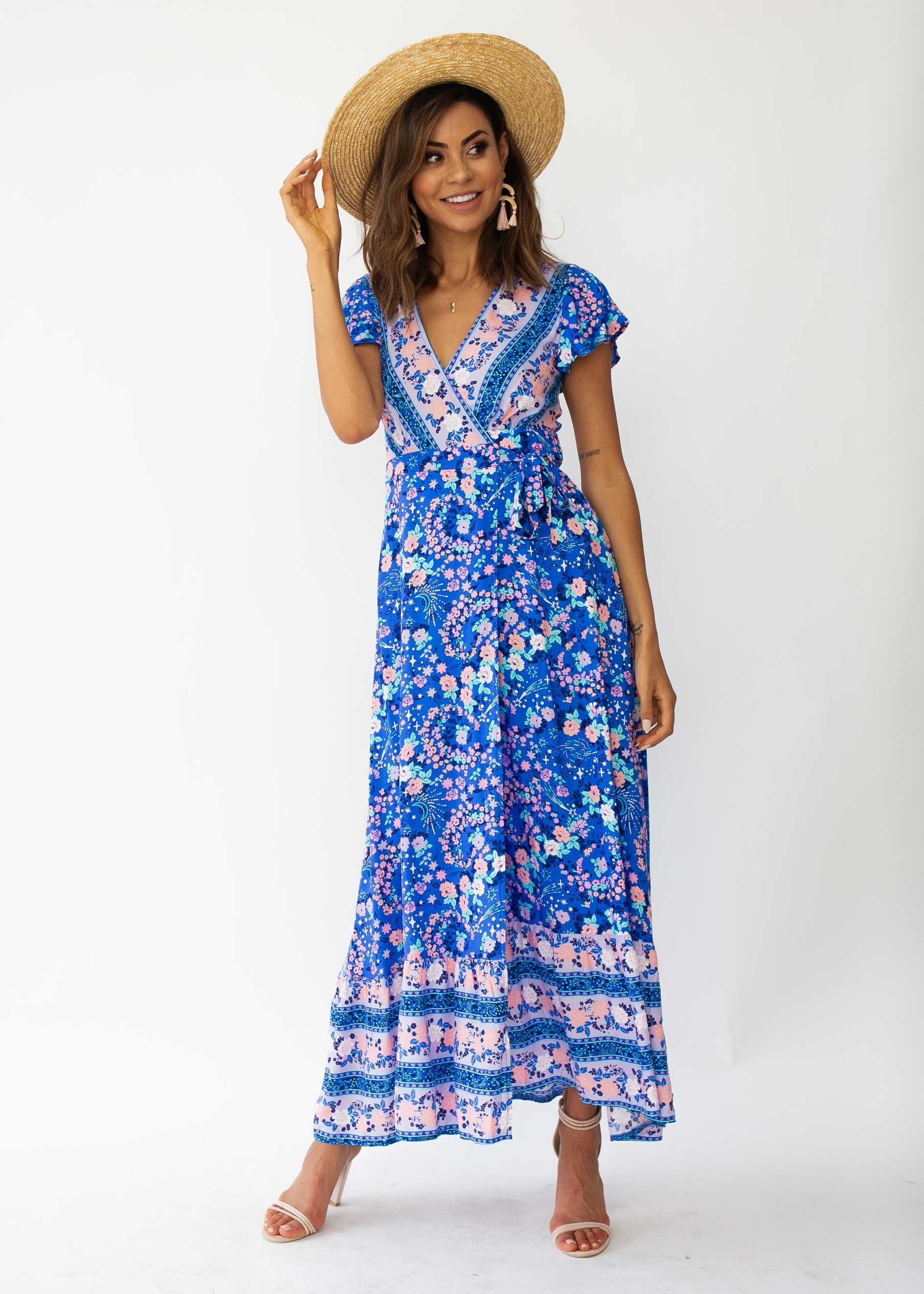 Mackenzie Wrap Maxi Dress - Sapphire