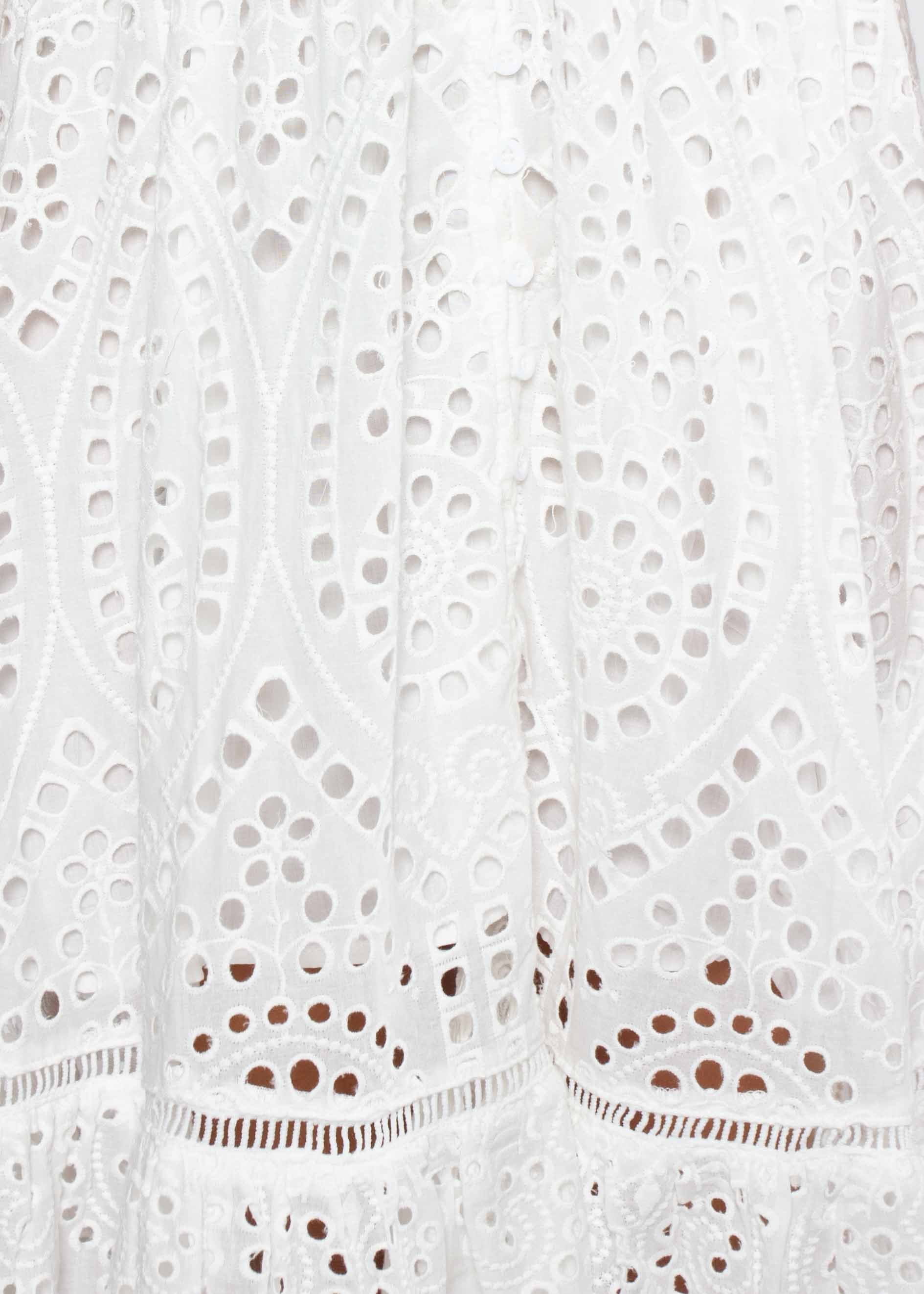 Rayleigh Midi Dress - White Anglaise