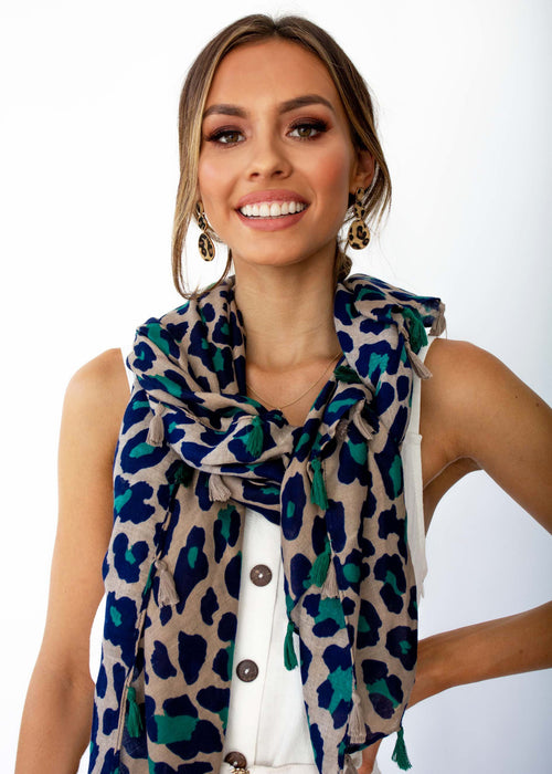 Take Me Scarf - Emerald Cheetah Print