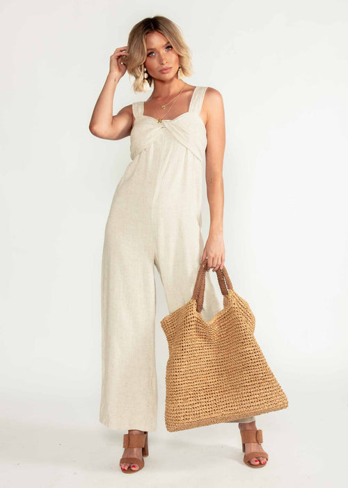 Courtland Linen-Blend Pantsuit - Natural