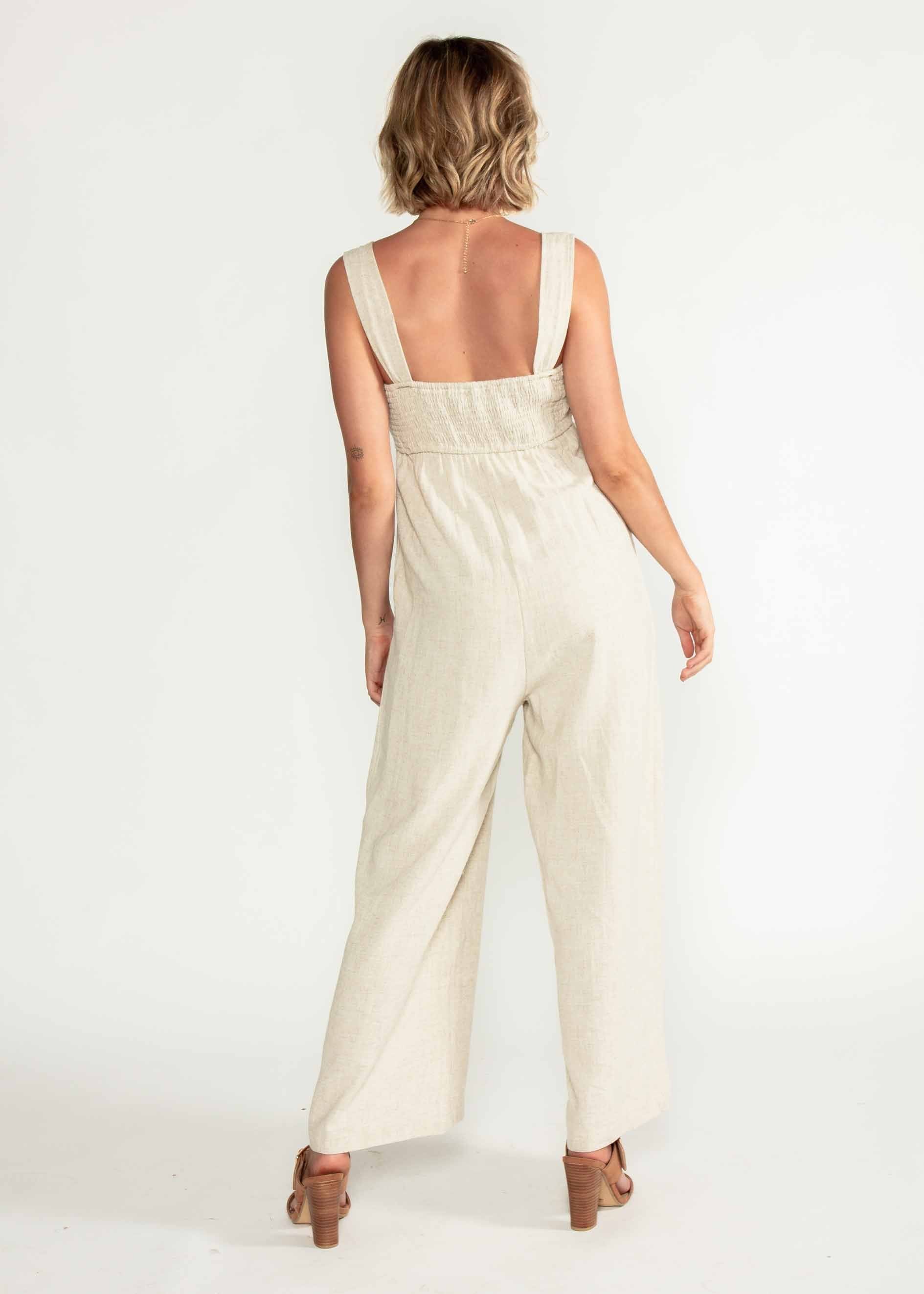 Courtland Linen-Blend Pantsuit - Natural