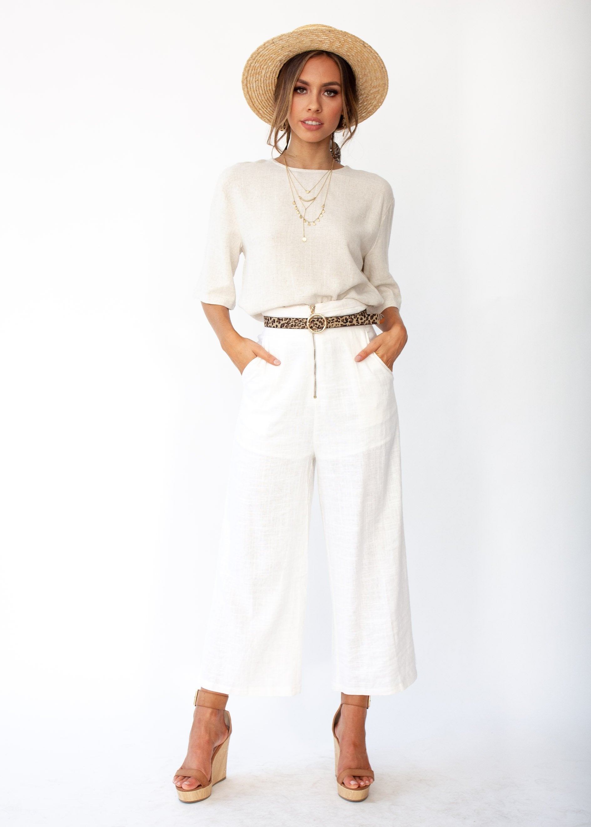 Simple Touch Linen Blouse - Natural