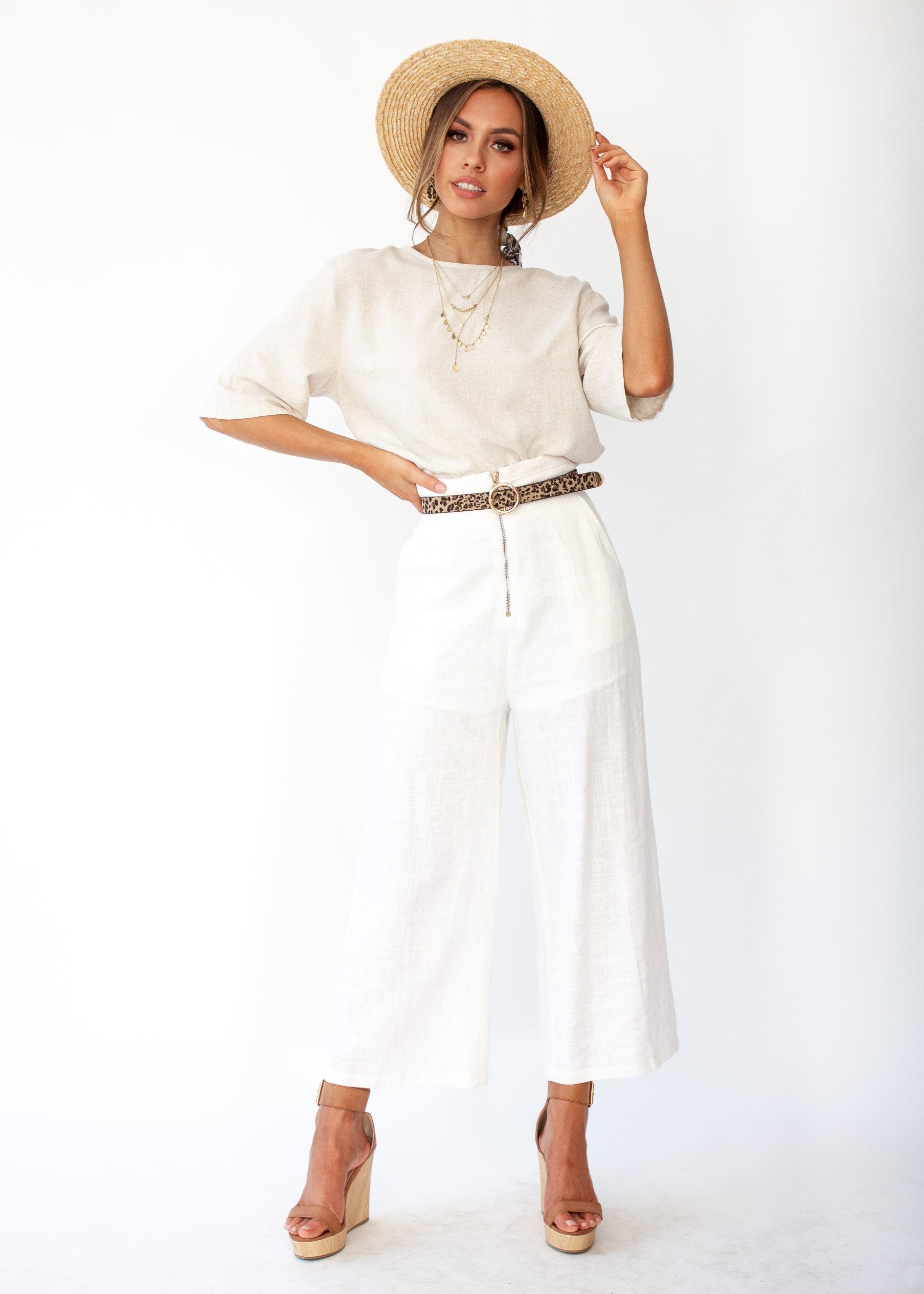 Simple Touch Linen Blouse - Natural