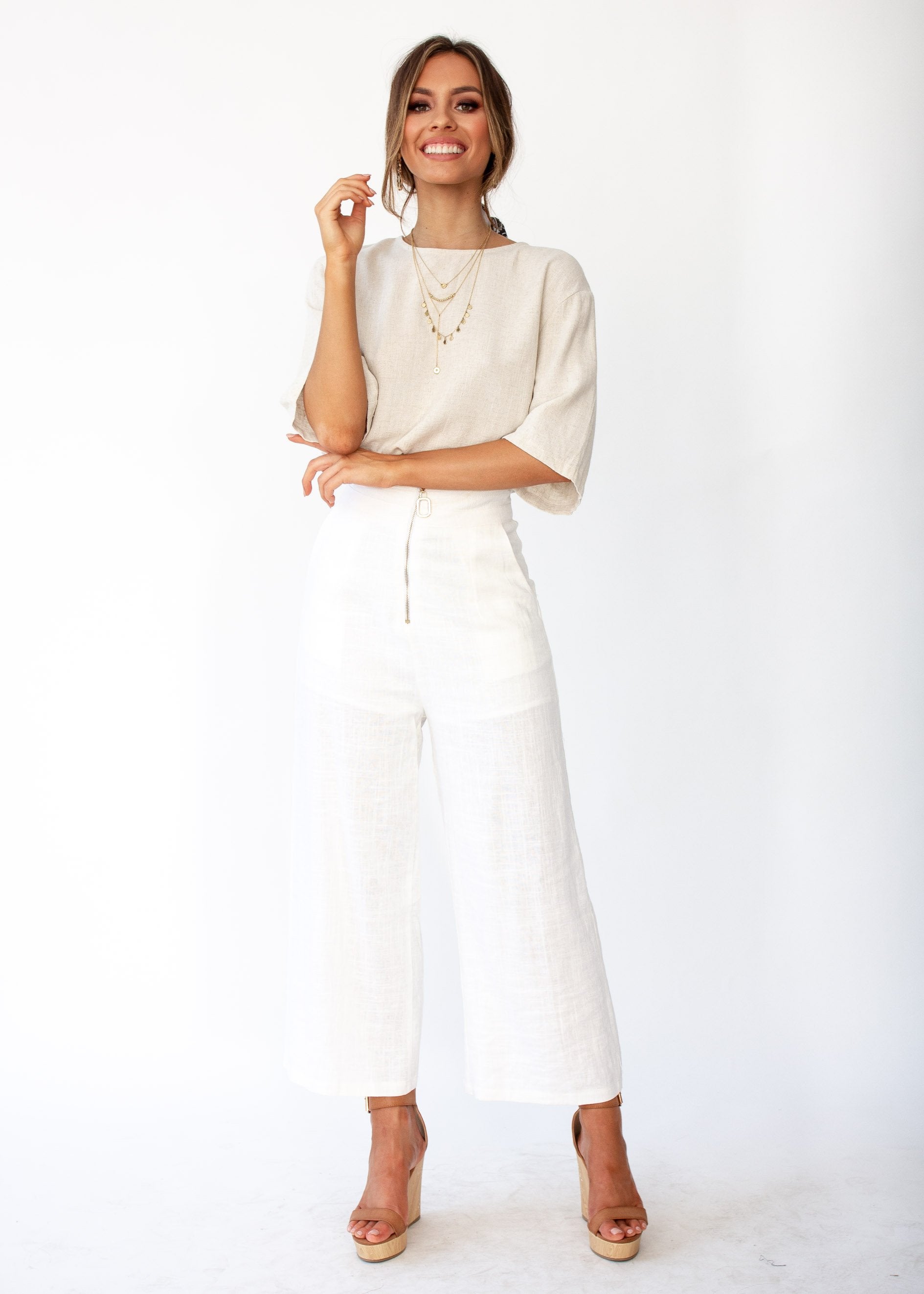 Simple Touch Linen Blouse - Natural