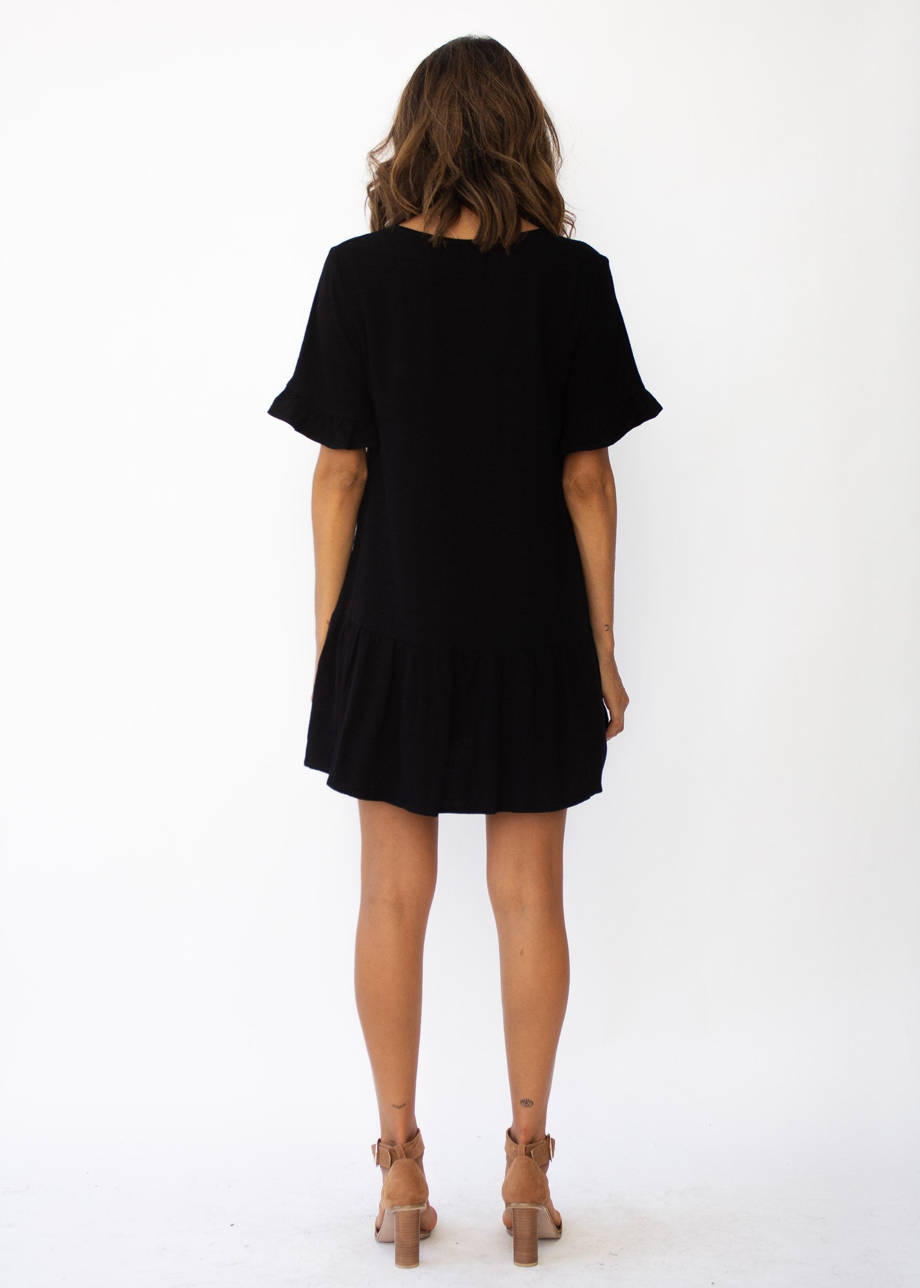 Midnight Chase Linen Dress - Black