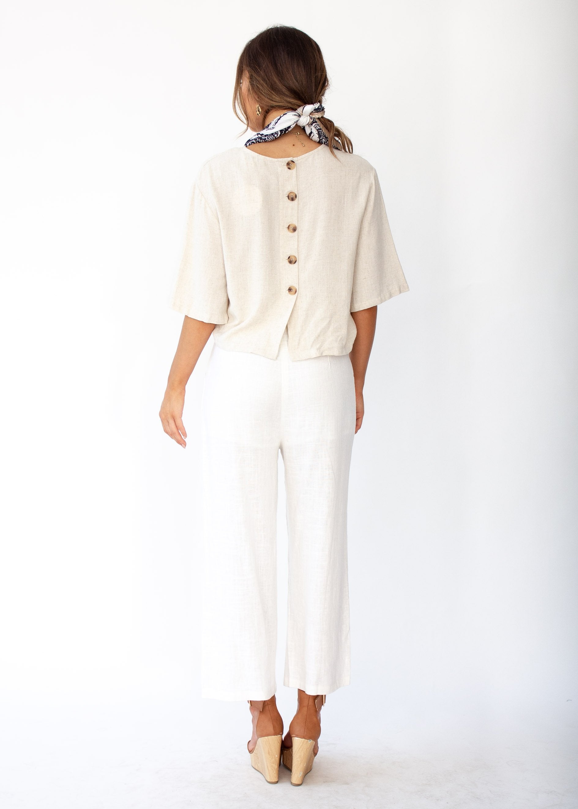 Simple Touch Linen Blouse - Natural