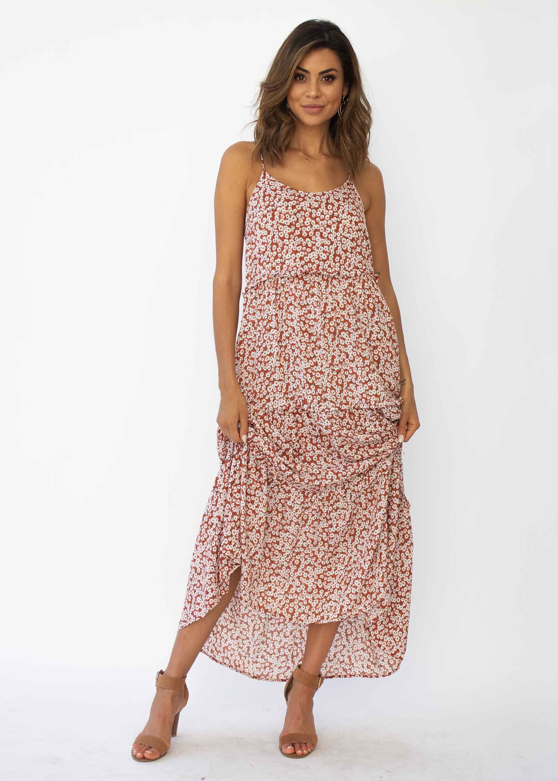 Alani Maxi Dress - Red Floral