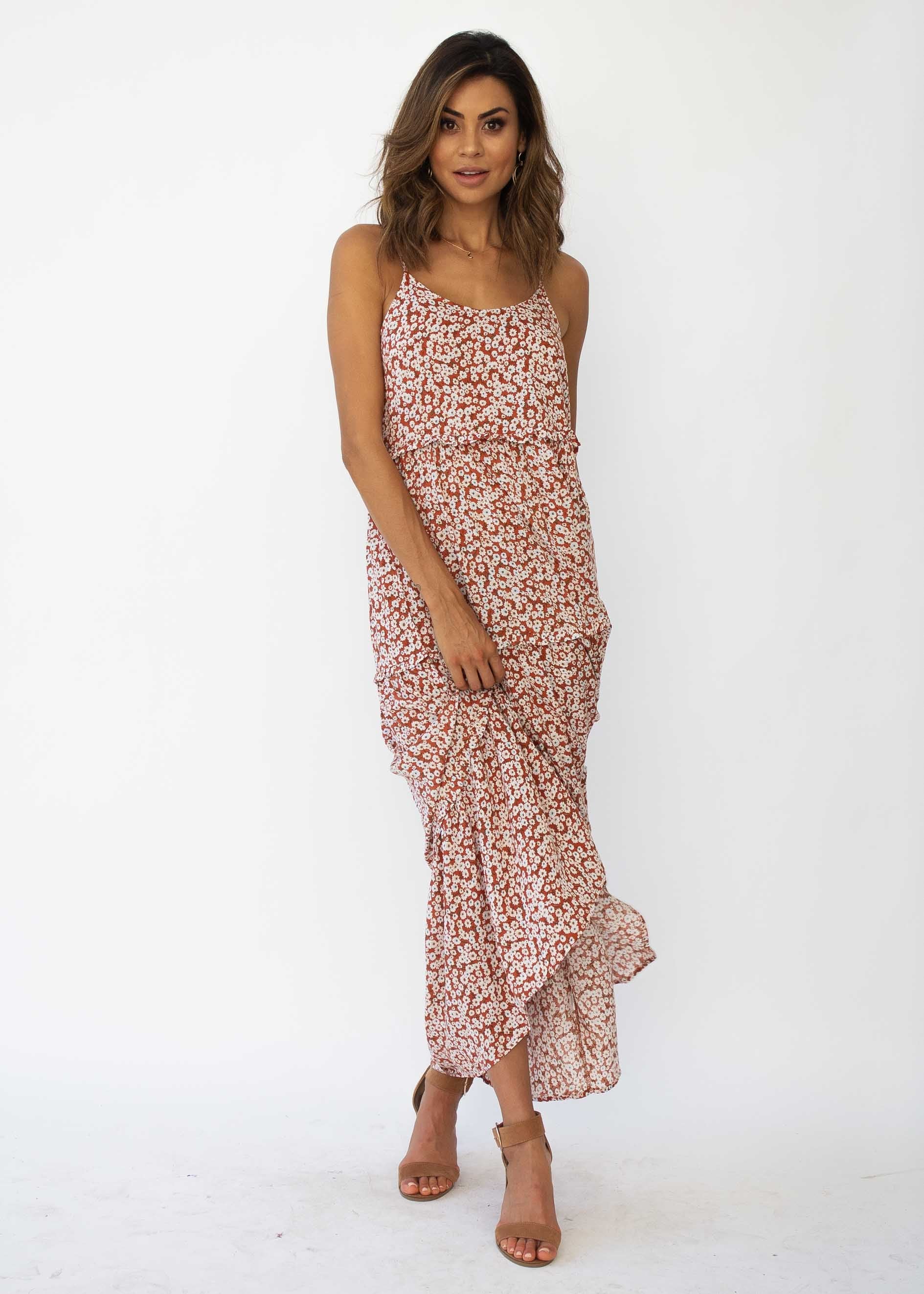 Alani Maxi Dress - Red Floral