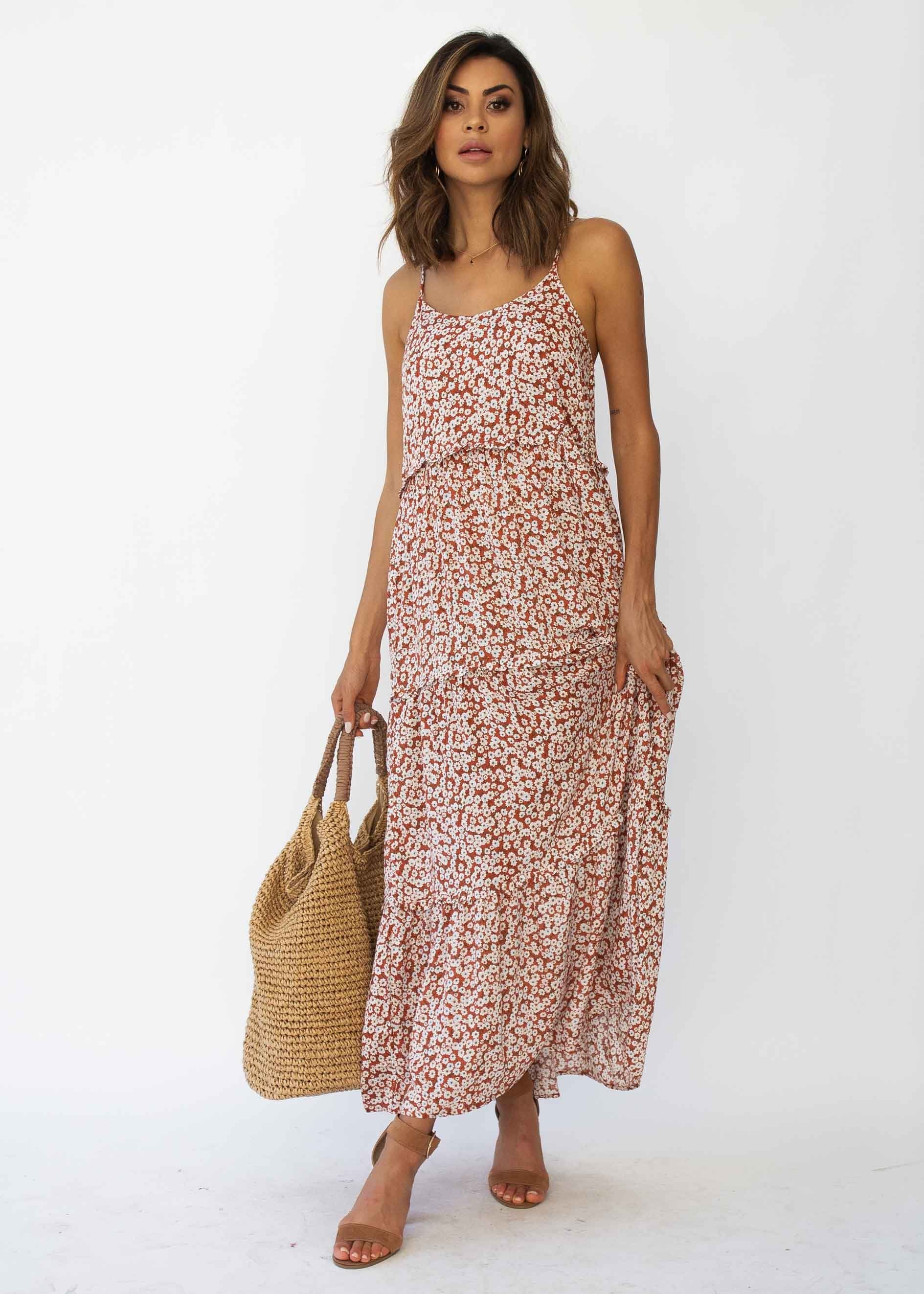 Alani Maxi Dress - Red Floral
