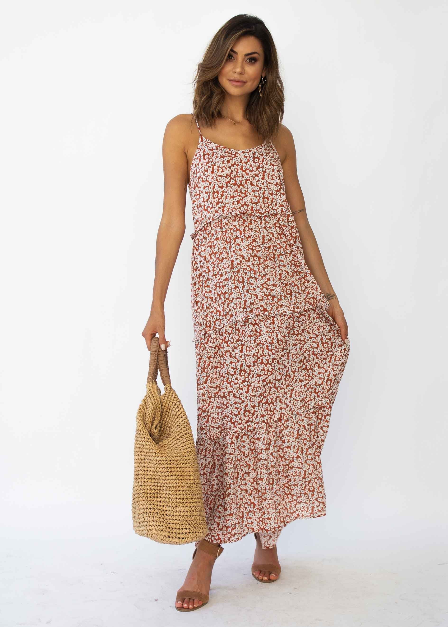 Alani Maxi Dress - Red Floral