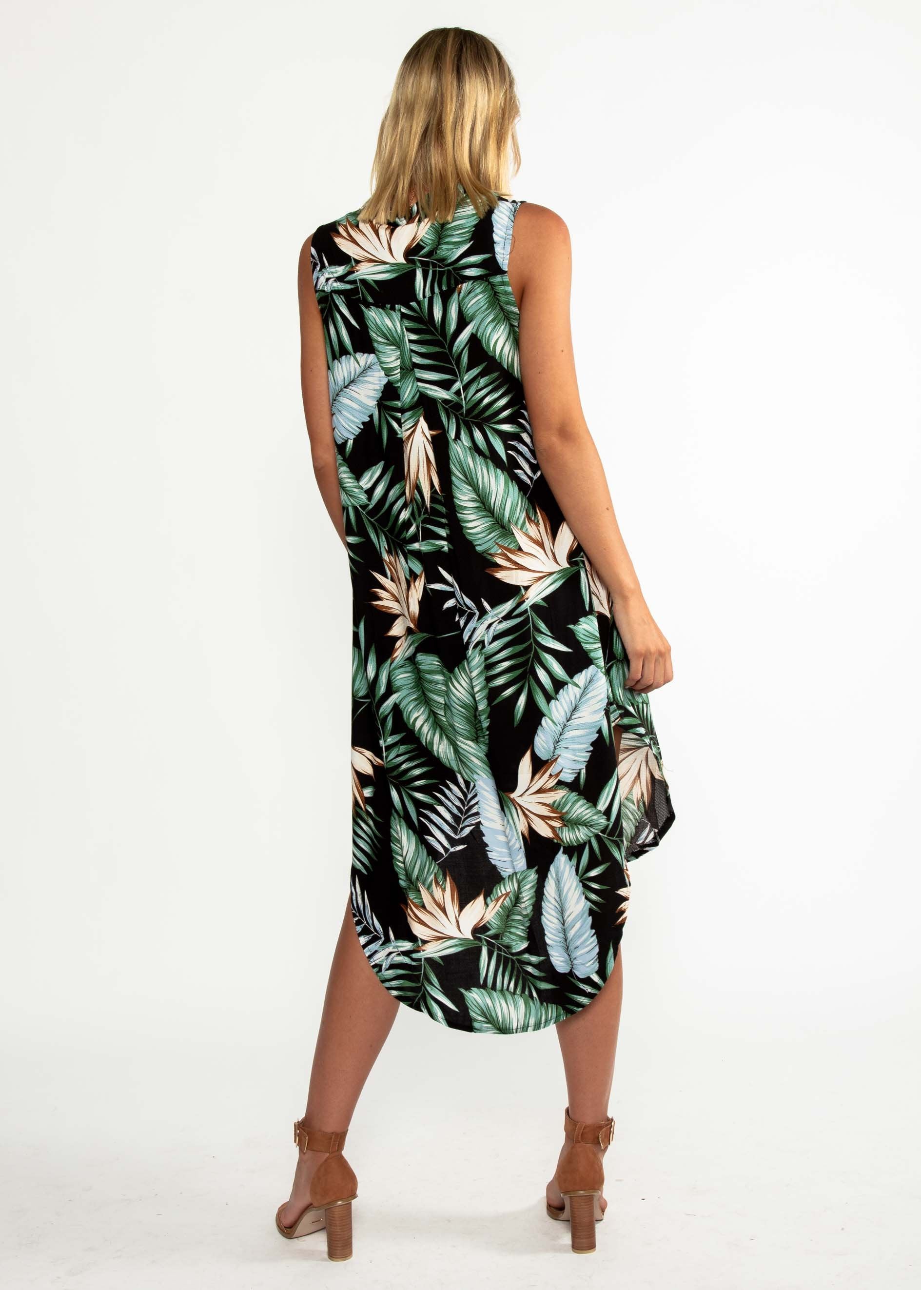 Moving Along Midi Dress - Black Palm