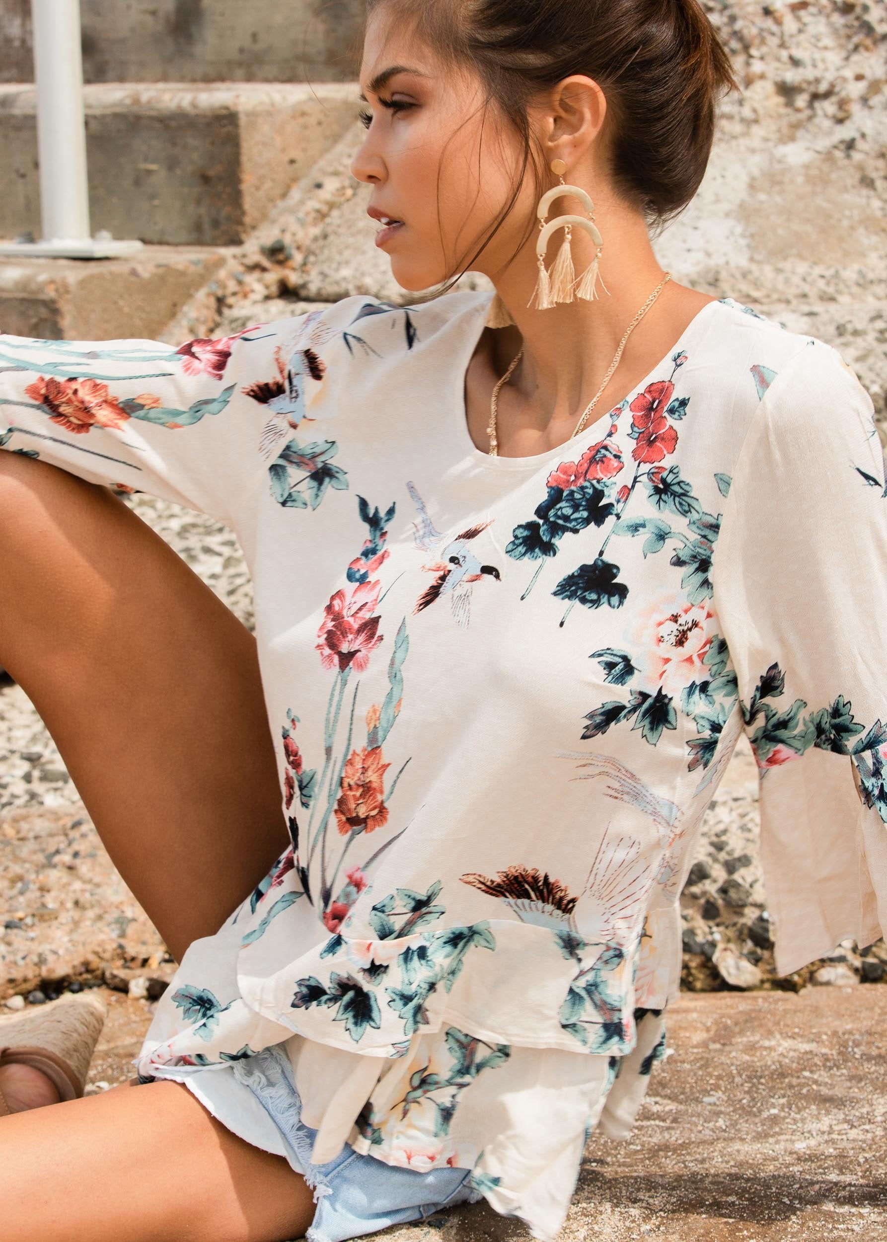 Little Do You Know Blouse - Peony