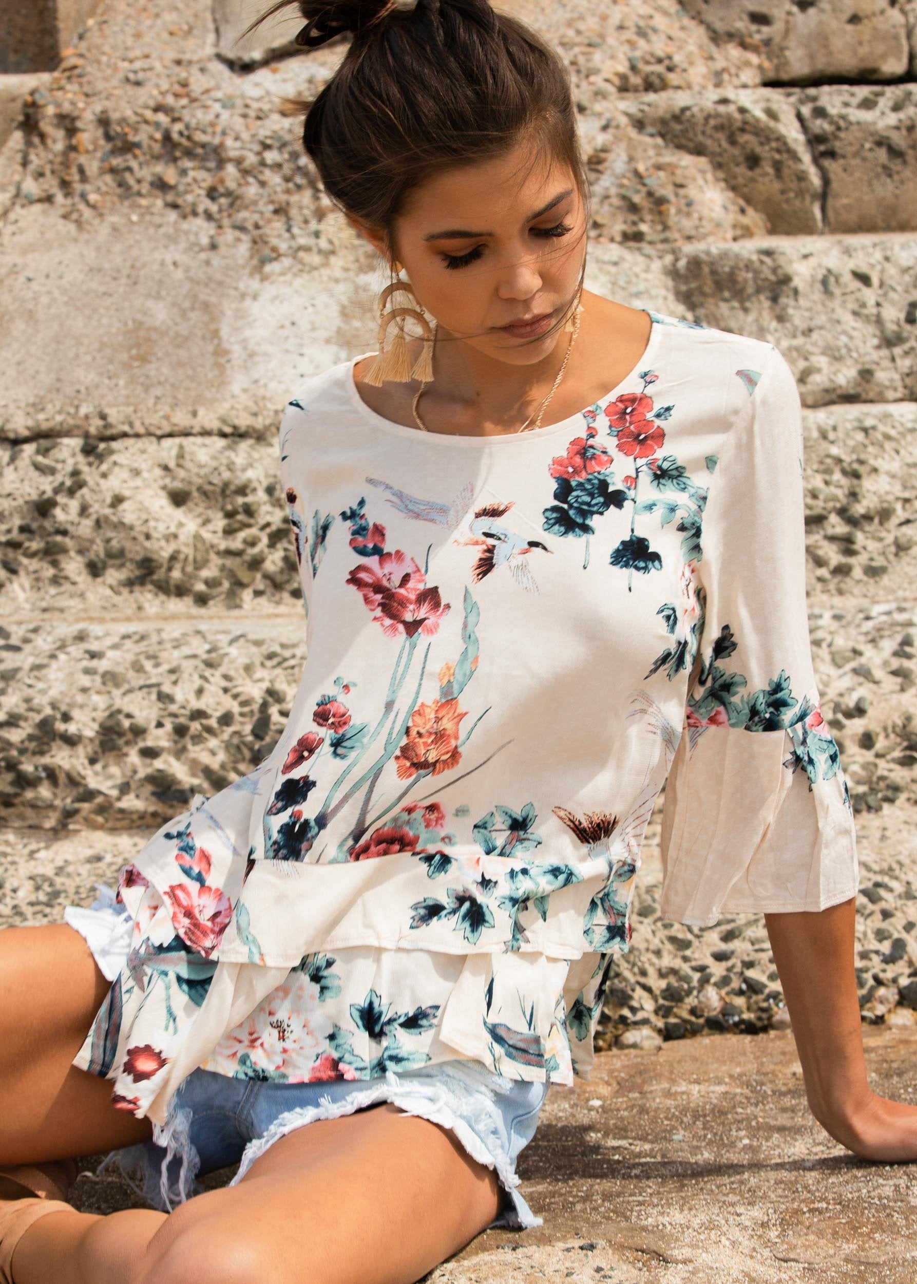 Little Do You Know Blouse - Peony