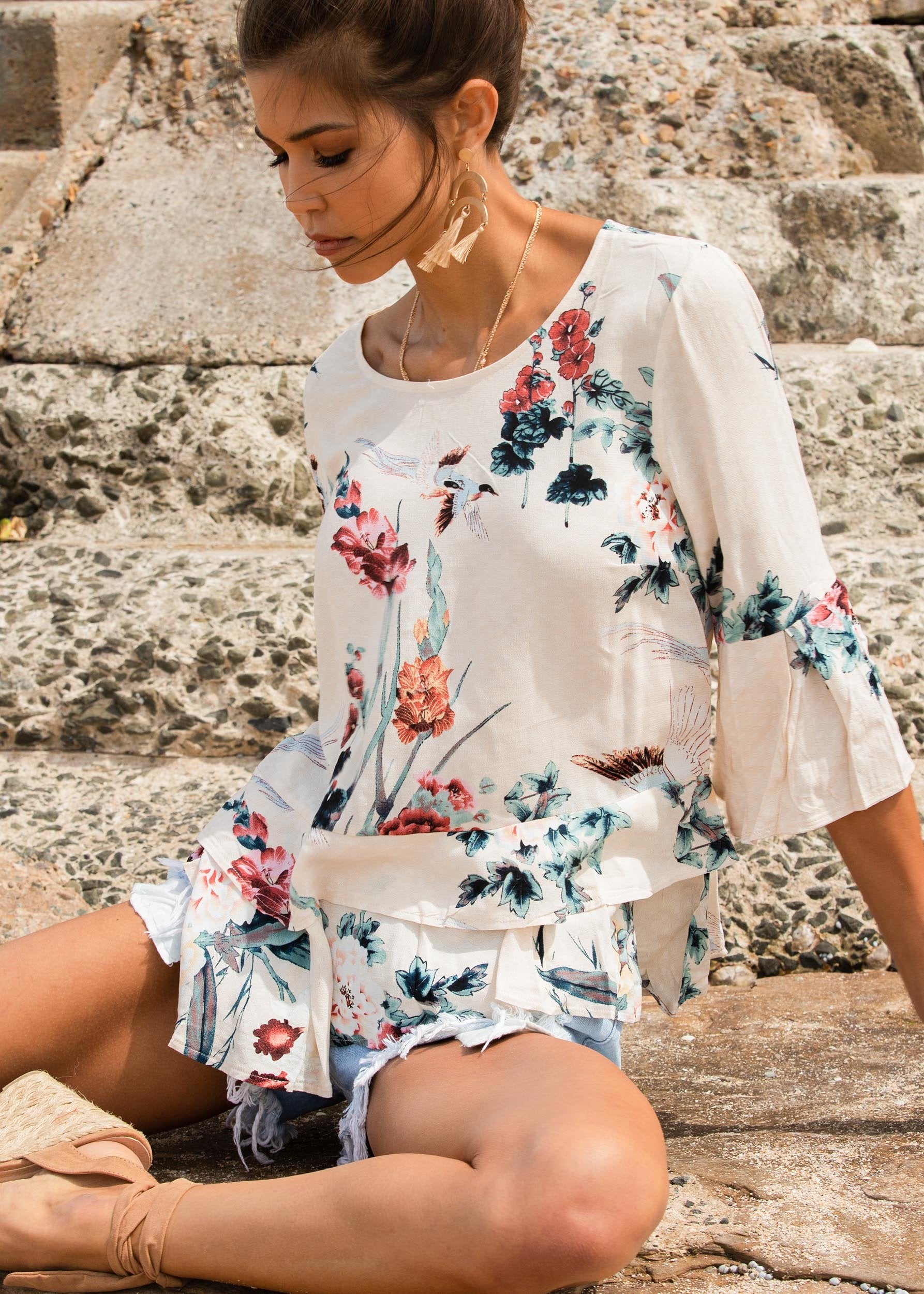 Little Do You Know Blouse - Peony