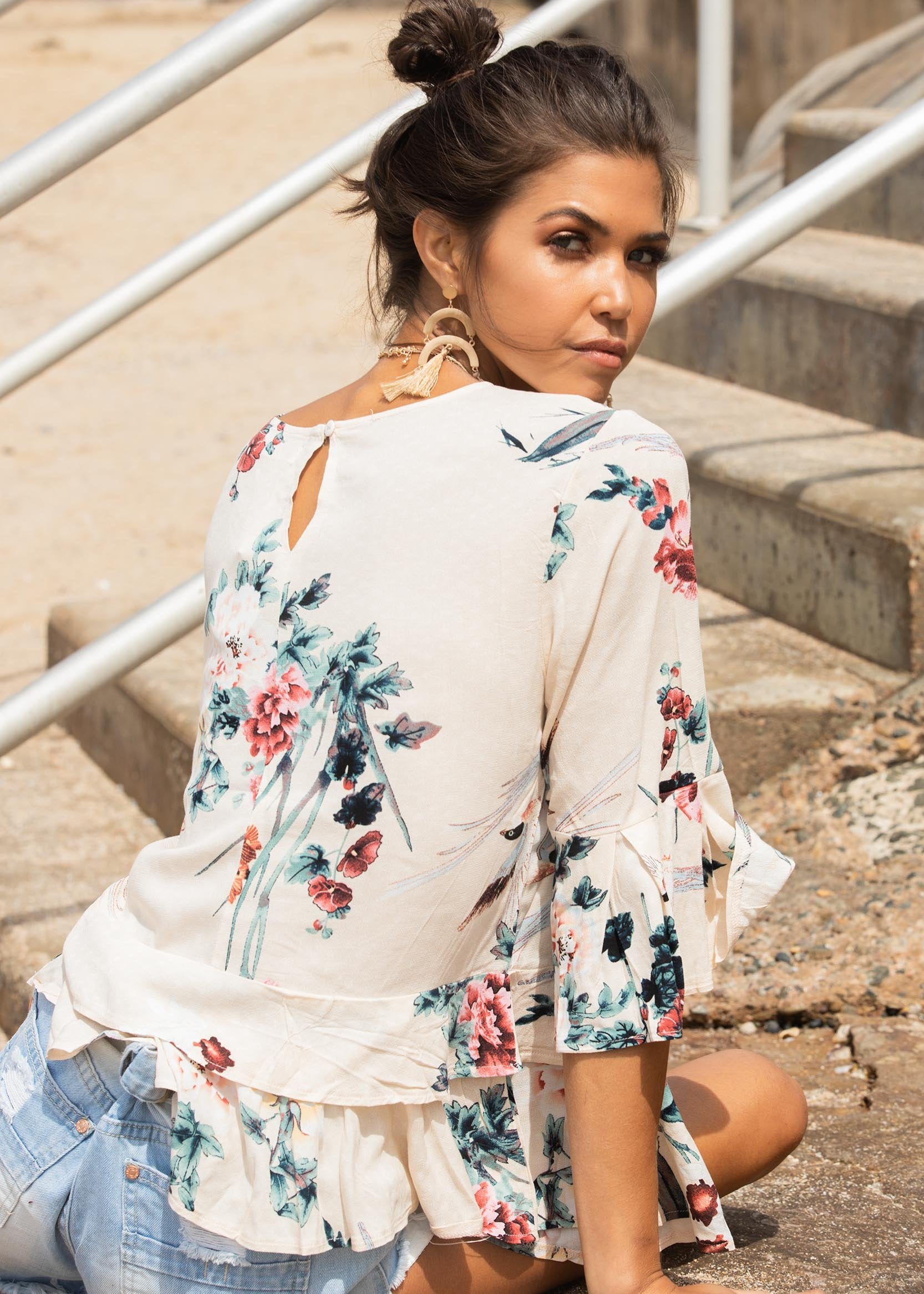 Little Do You Know Blouse - Peony