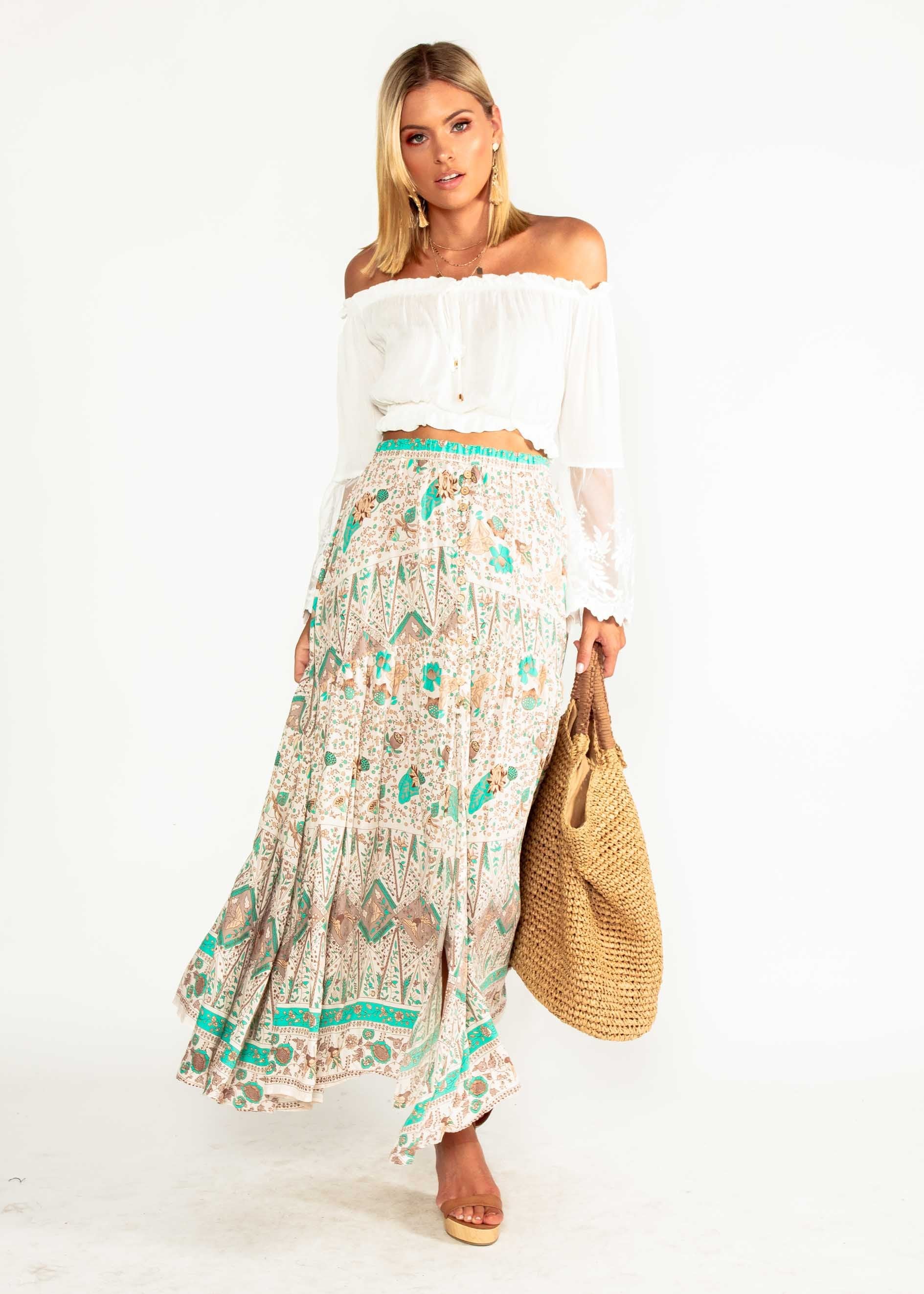 Joan Maxi Skirt - Hummingbird Sage