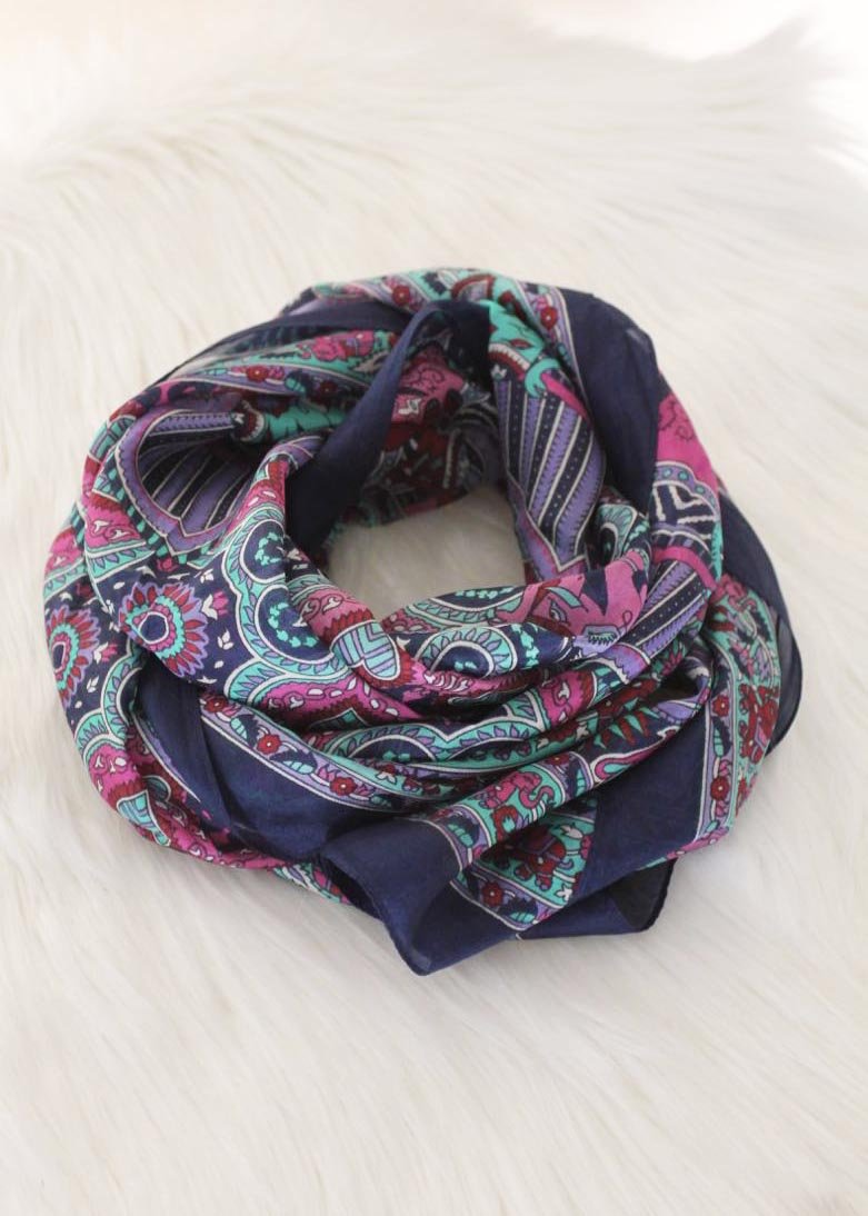 Sambar Silk Scarf - Blue/Green