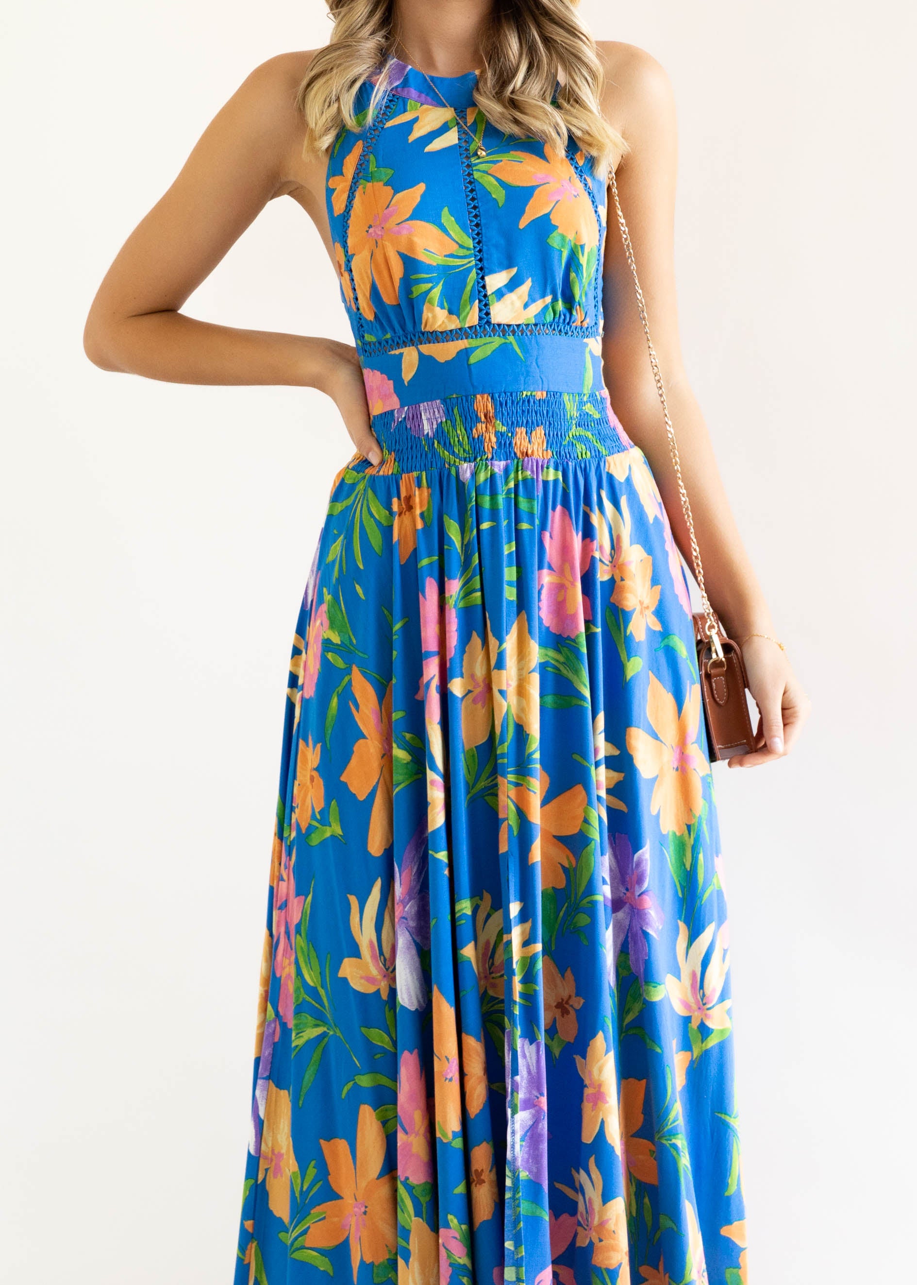 Delorce Maxi Dress - Cobalt Floral
