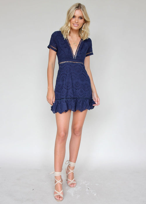 Always You Eyelet Dress - Navy