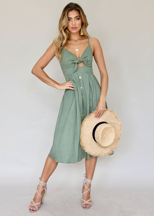 Big City Midi Dress - Khaki