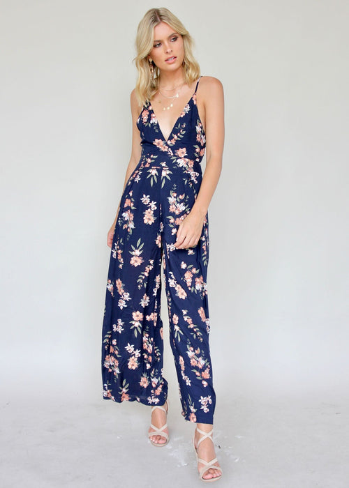 Last Glance Pantsuit - Navy Garden