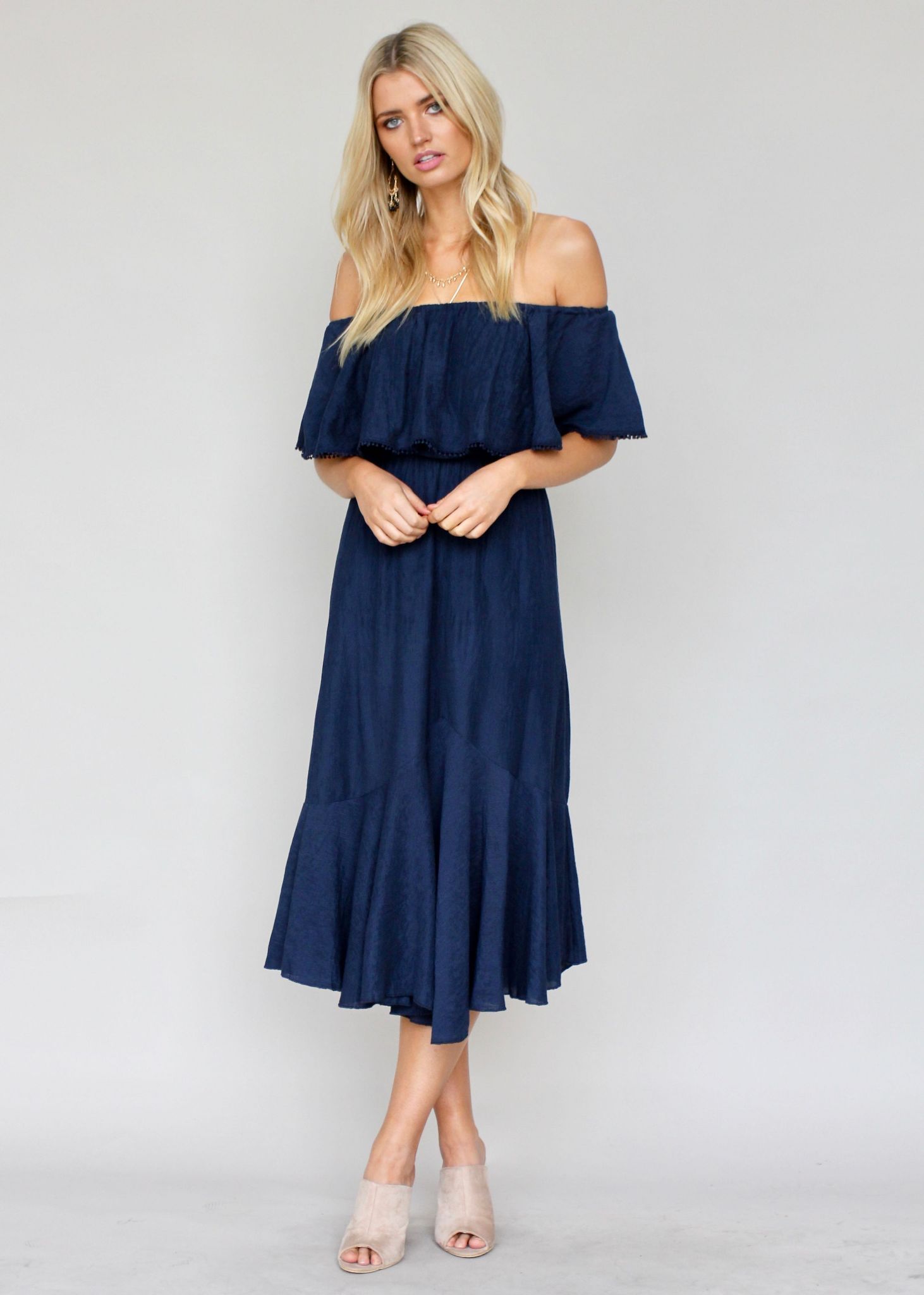 Hampton Summer Midi Dress - Navy