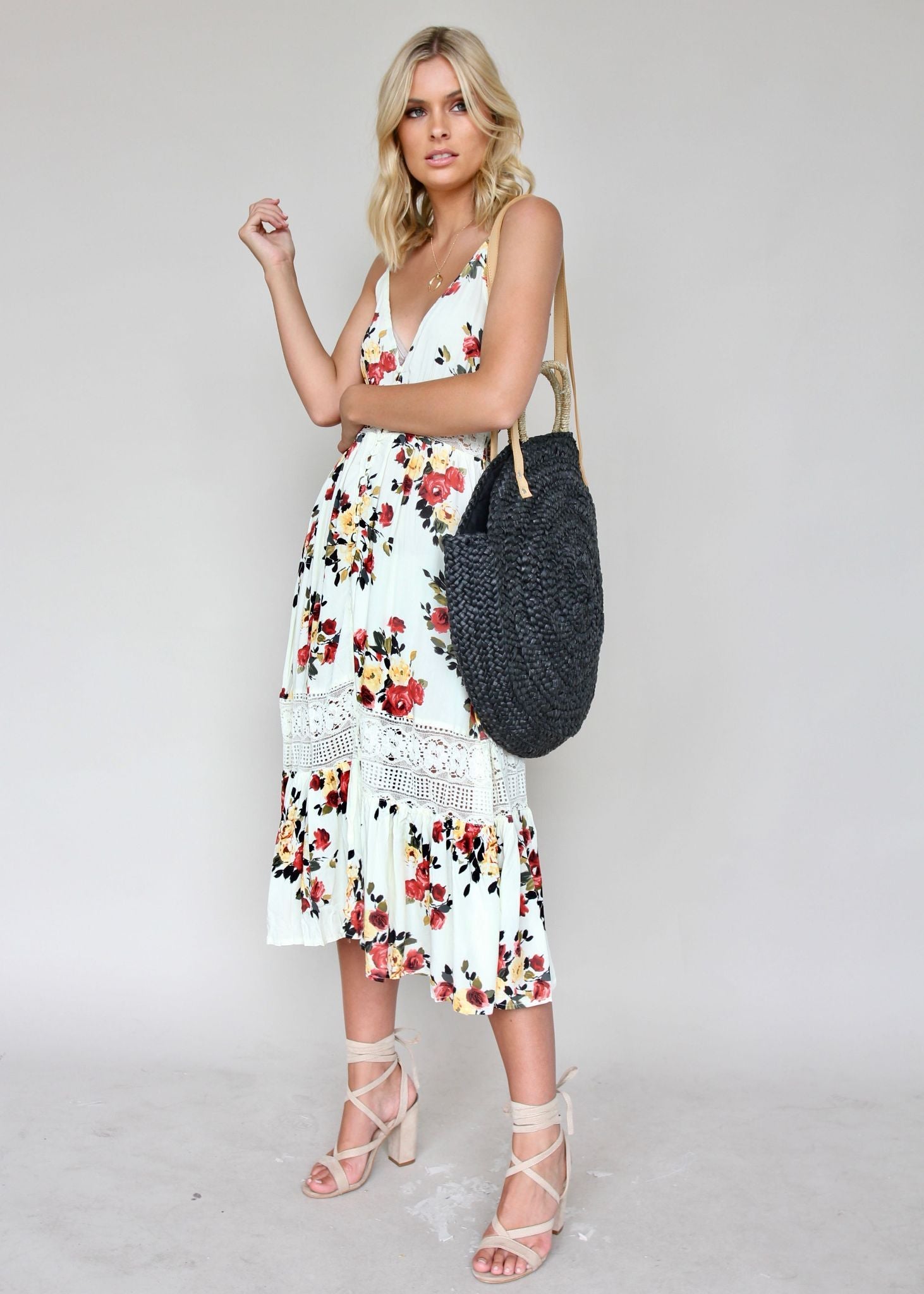 About The Weekend Midi Dress - Roses