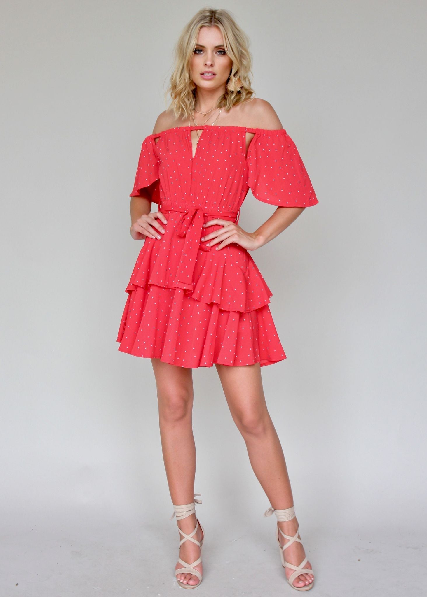 Tropicali Swing Dress - Red Polka