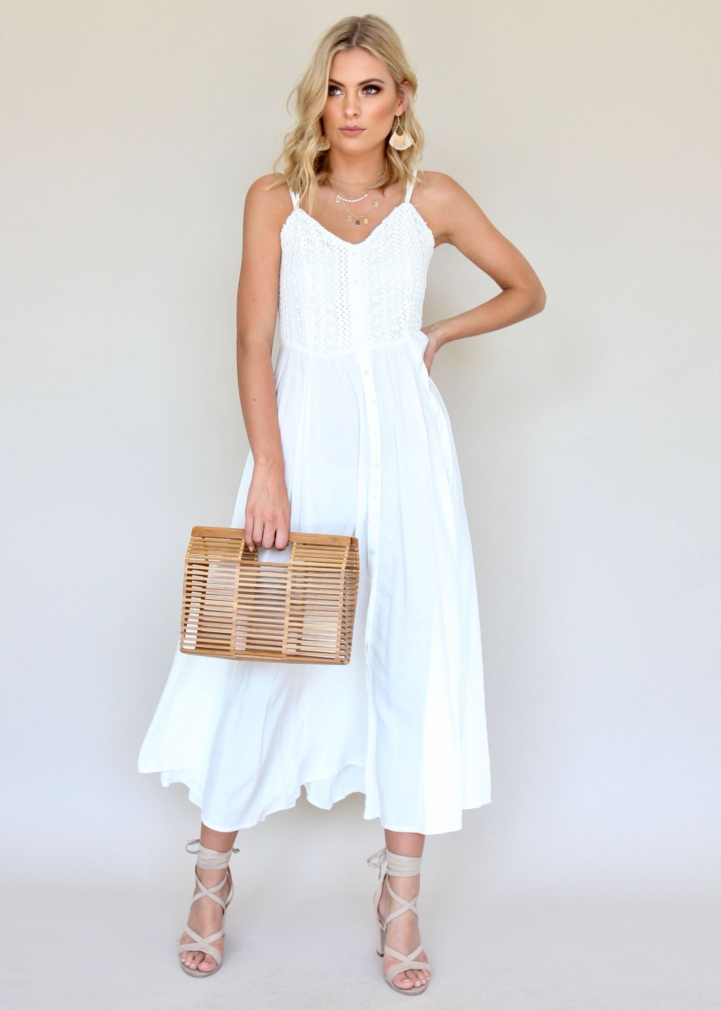 Mimi Maxi Dress - White Embroidered