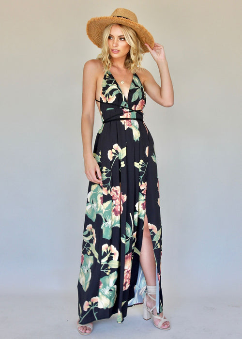 Karmen Halter Maxi Dress - Night Bloom
