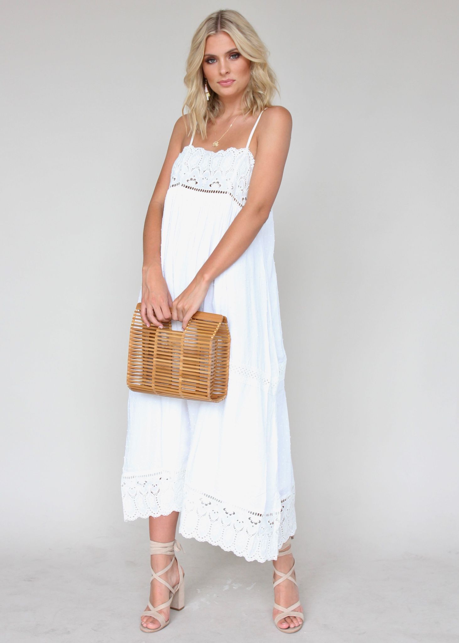 Annabelle Maxi Dress - White Embroidered