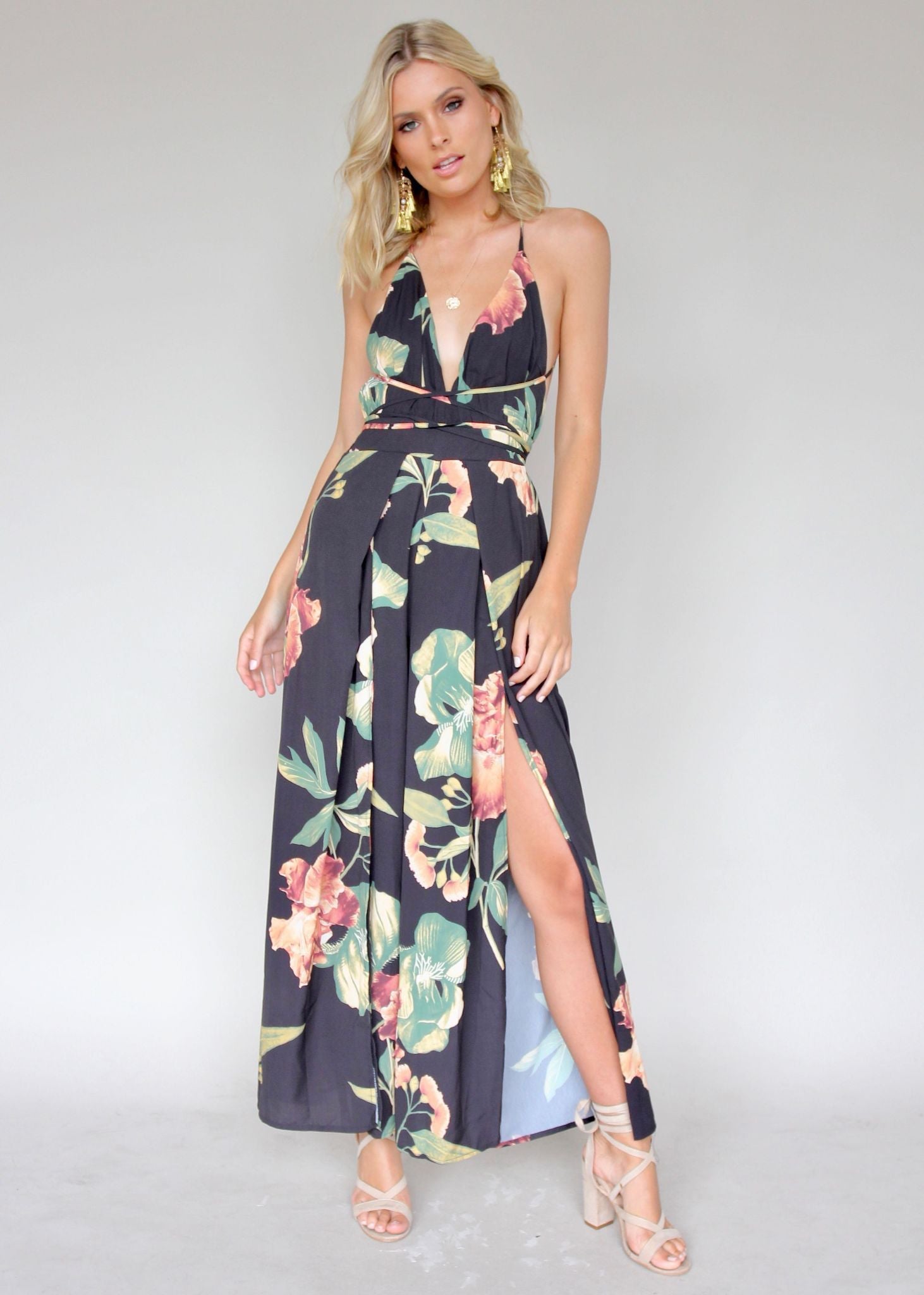 Lost In The Sun Pantsuit - Black Floral