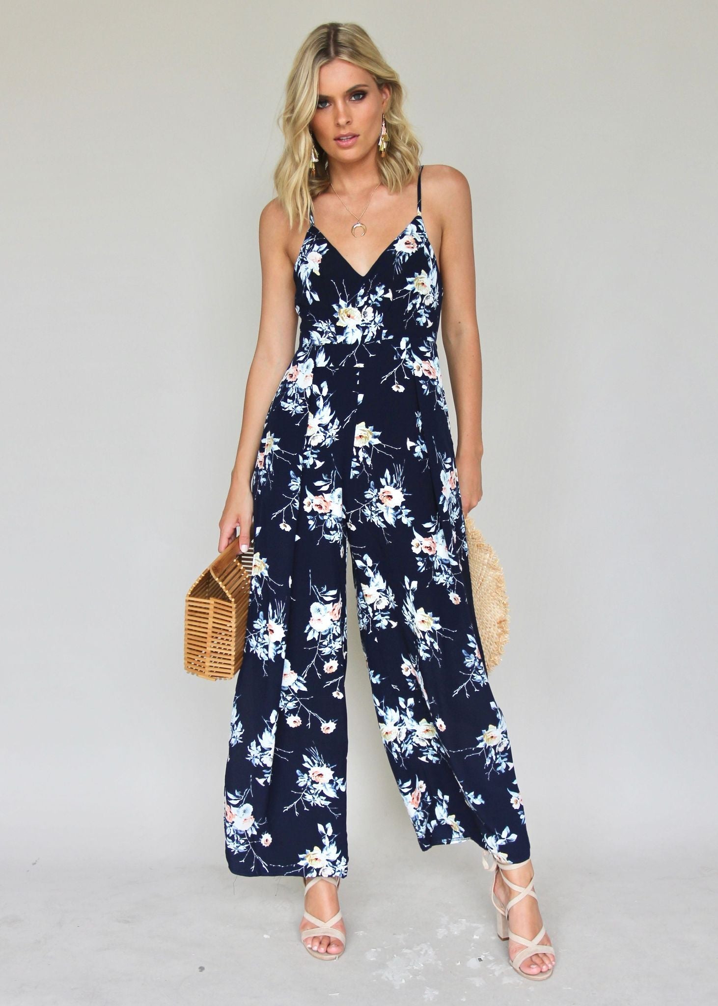 Take The Lead Pantsuit - Navy Floral