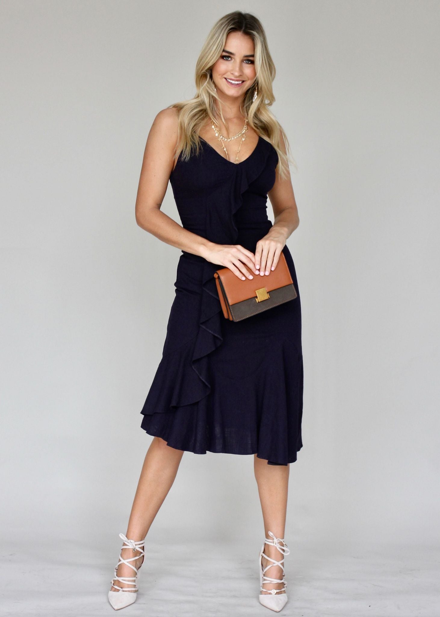 Leela Midi Dress - Navy