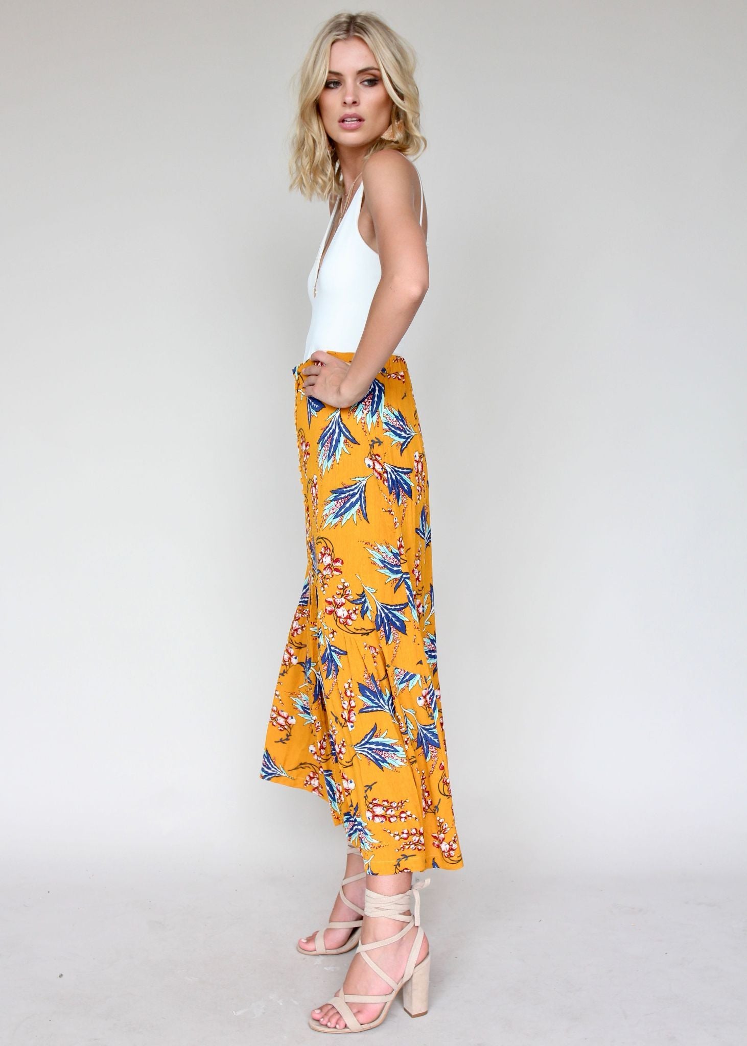 Found Simplicity Skirt - Mustard Floral